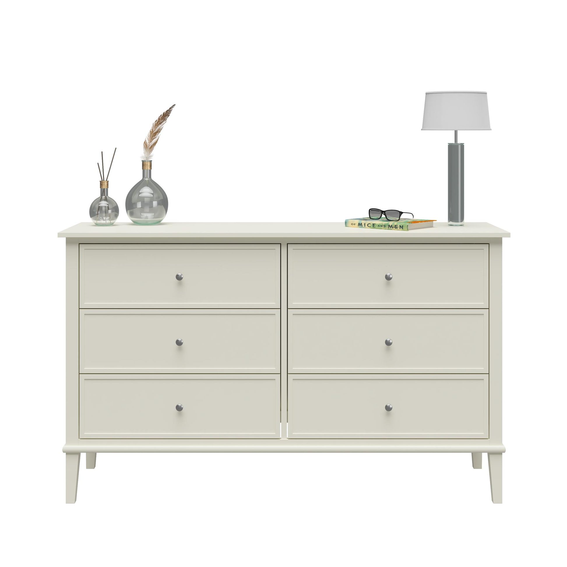 Franklin 6 Drawer Dresser with Durable Metal Slides - White