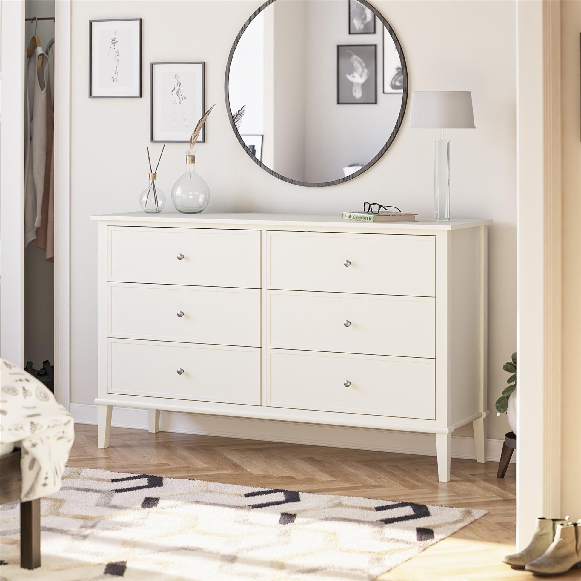 Franklin 6 Drawer Dresser with Durable Metal Slides - White