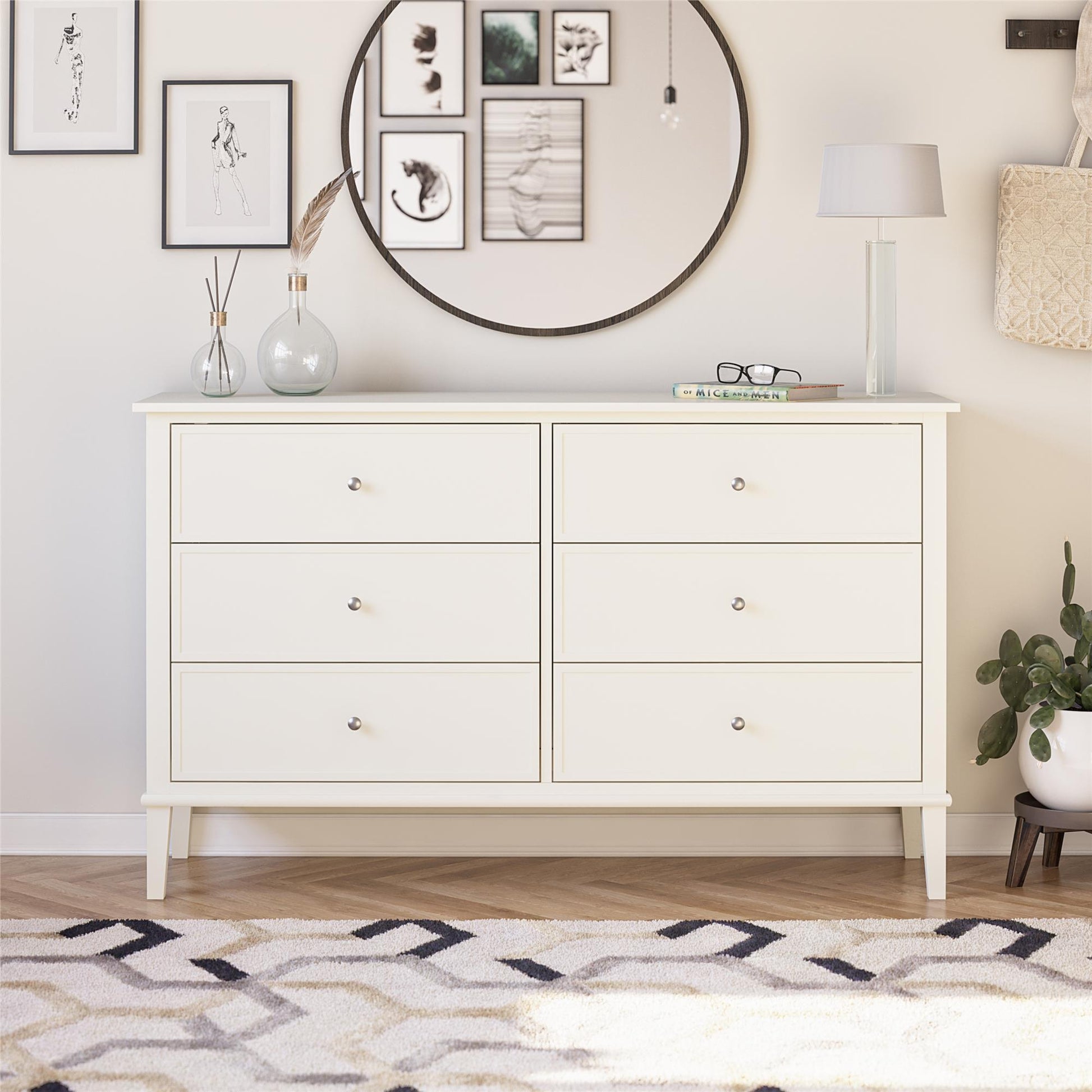 Franklin 6 Drawer Dresser with Durable Metal Slides - White