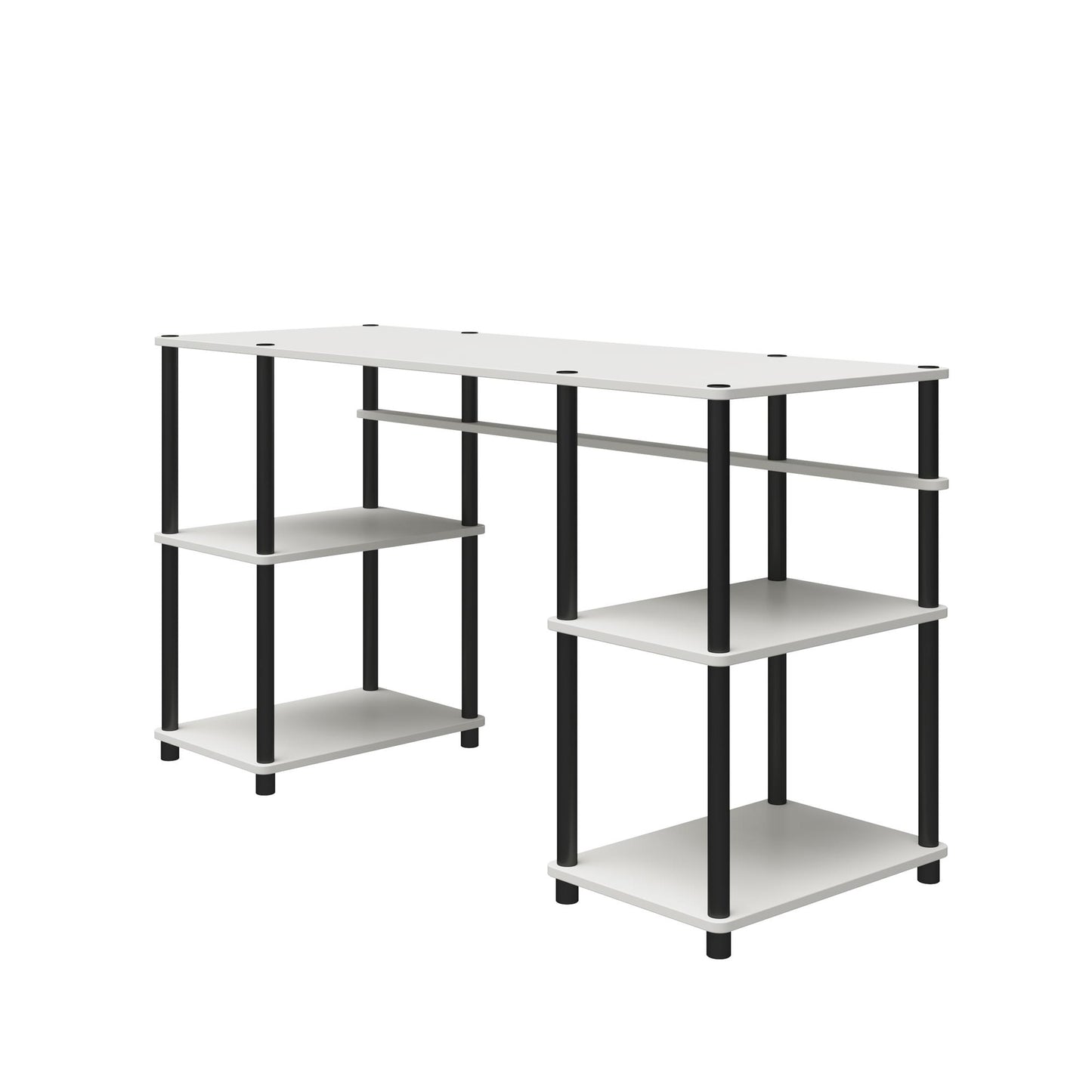Condor Toolless Double Pedestal Computer Desk with Shelves - White