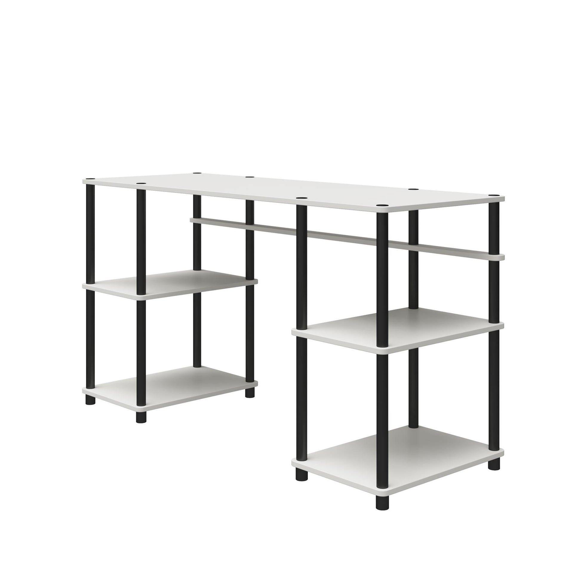 Condor Toolless Double Pedestal Computer Desk with Shelves - White