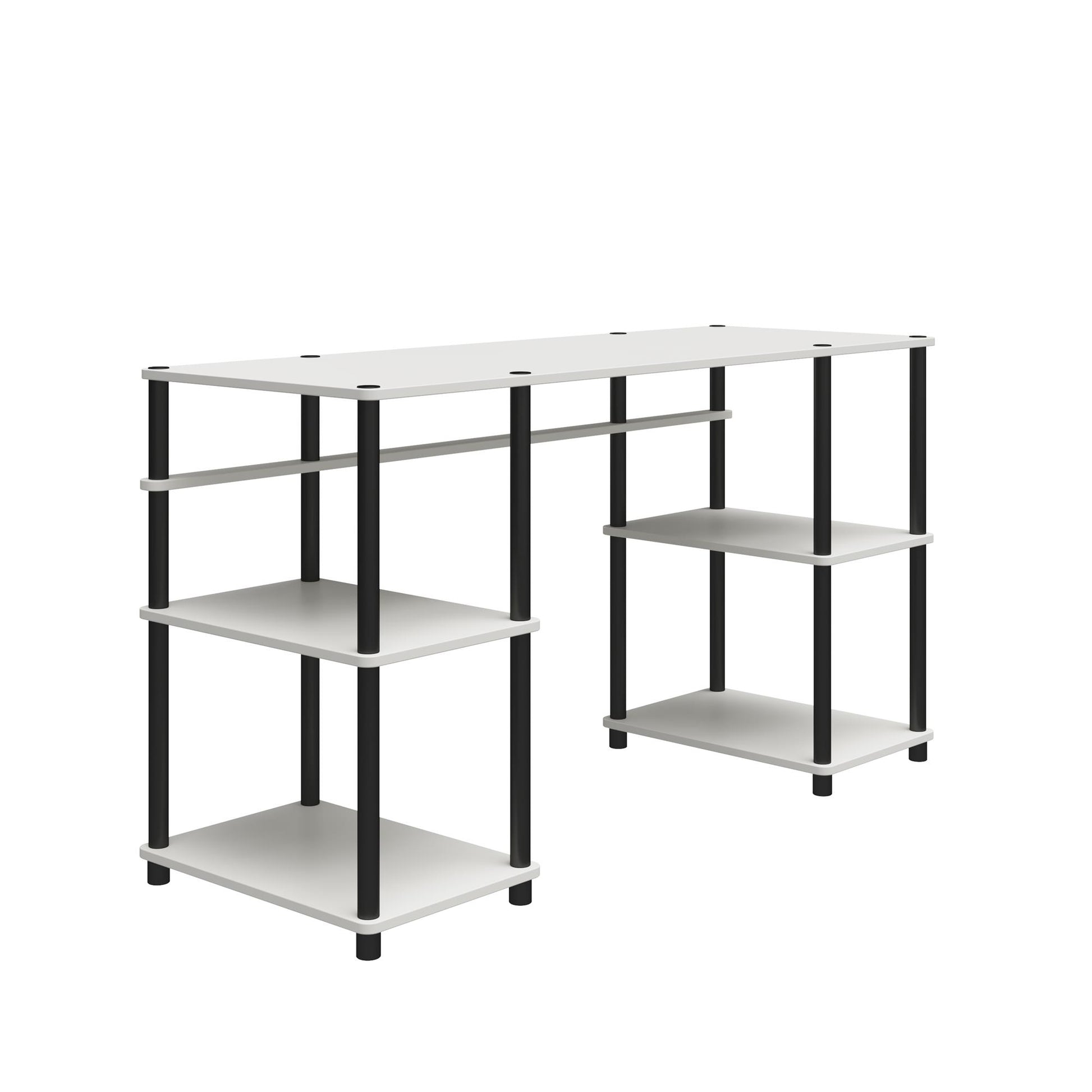 Condor Toolless Double Pedestal Computer Desk with Shelves - White