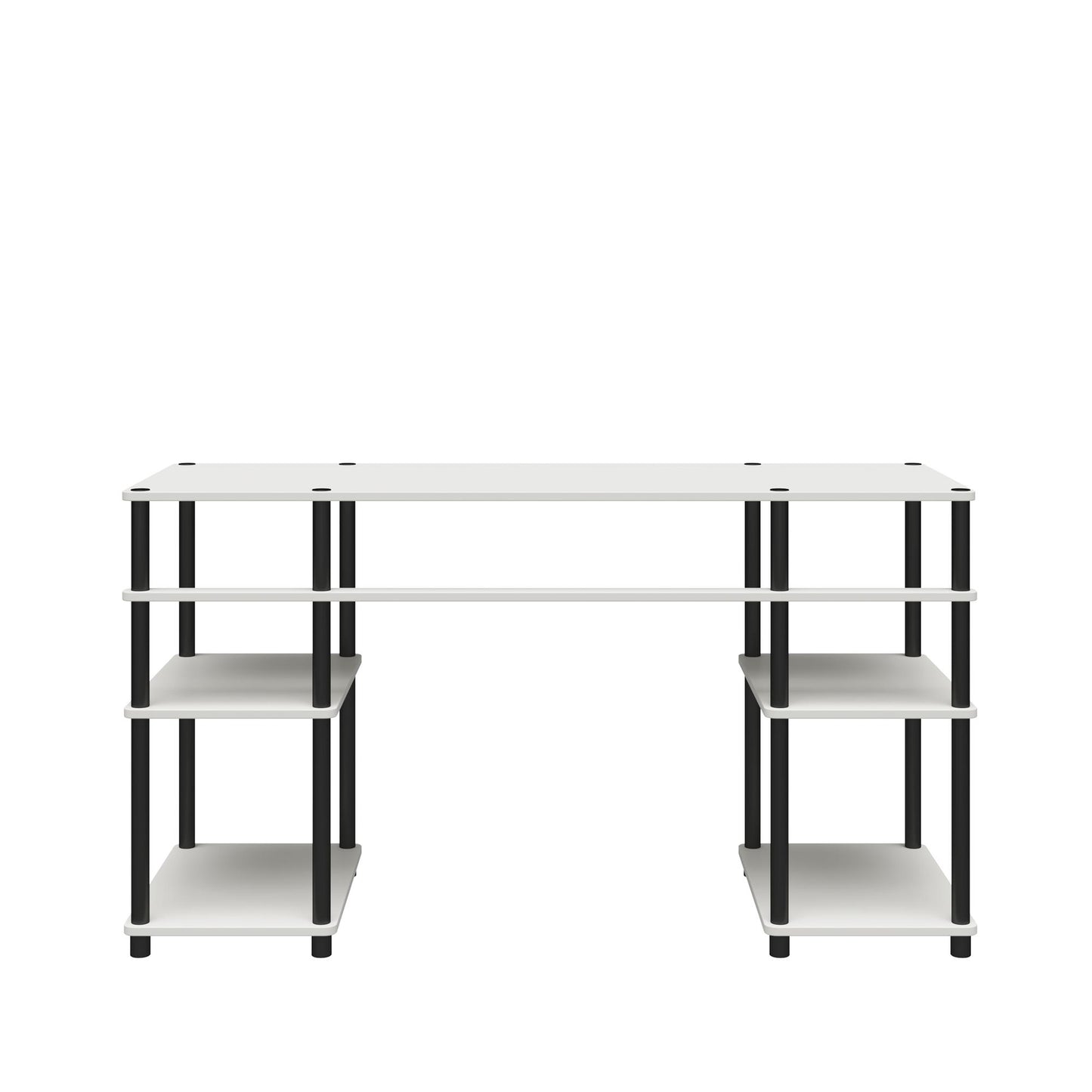 Condor Toolless Double Pedestal Computer Desk with Shelves - White