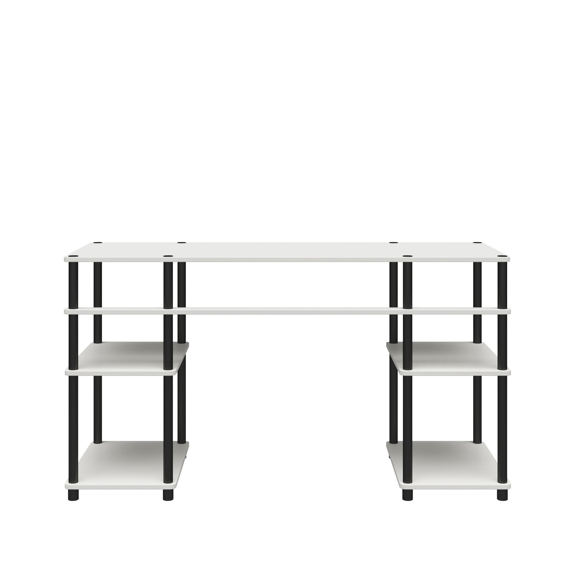 Condor Toolless Double Pedestal Computer Desk with Shelves - White