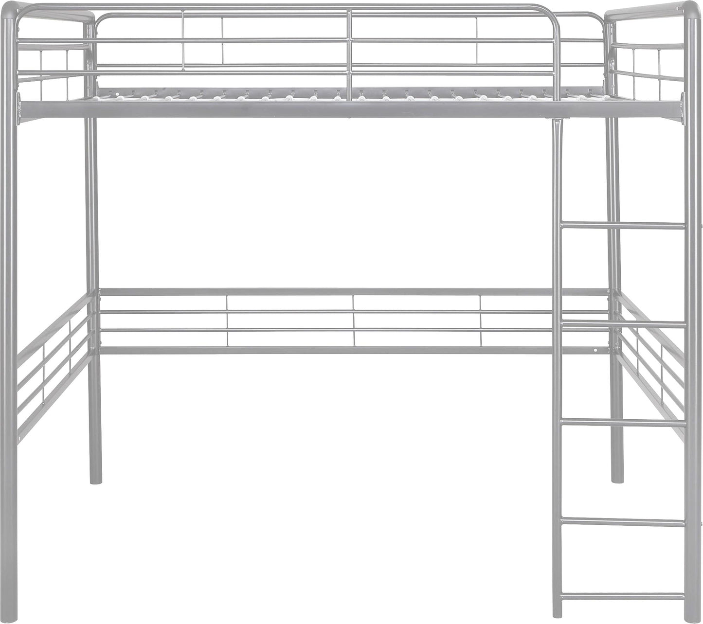 Tommy Full Metal Loft Bed with 59 Inches of Under Bed Storage - Silver - Full