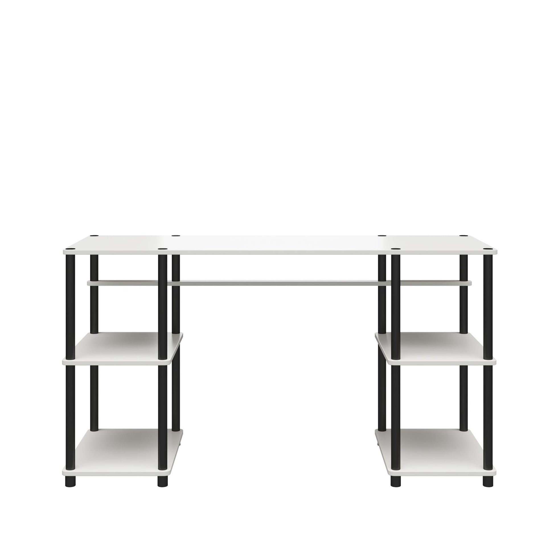 Condor Toolless Double Pedestal Computer Desk with Shelves - White