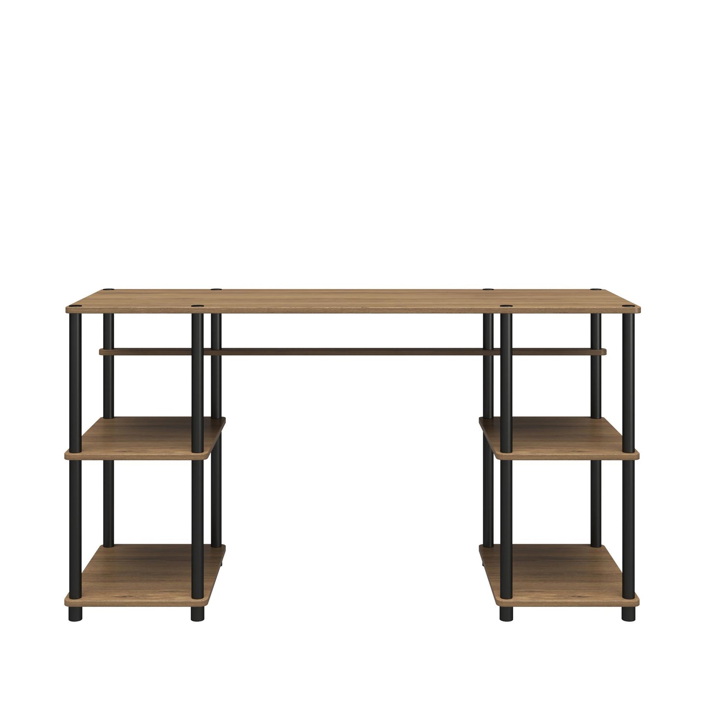 Condor Toolless Double Pedestal Computer Desk with Shelves - Rustic Oak