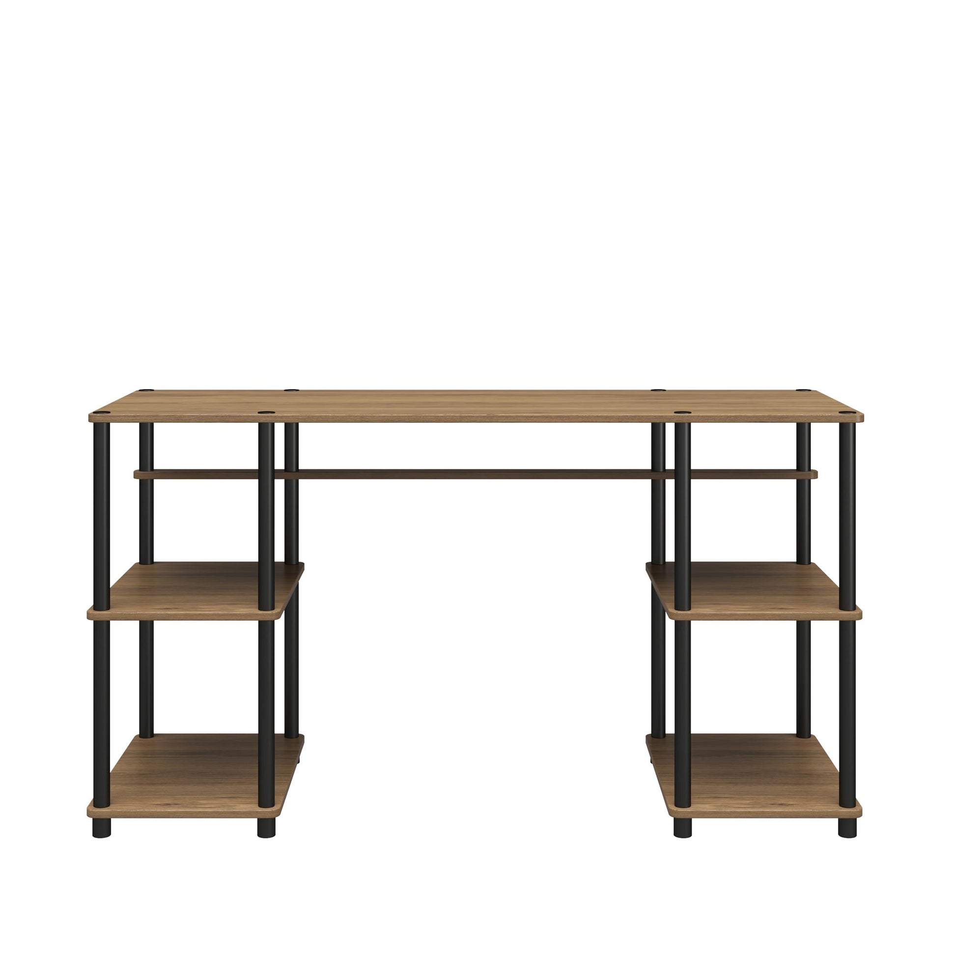 Condor Toolless Double Pedestal Computer Desk with Shelves - Rustic Oak