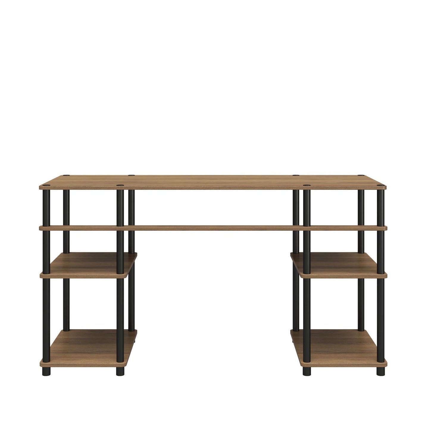 Condor Toolless Double Pedestal Computer Desk with Shelves - Rustic Oak