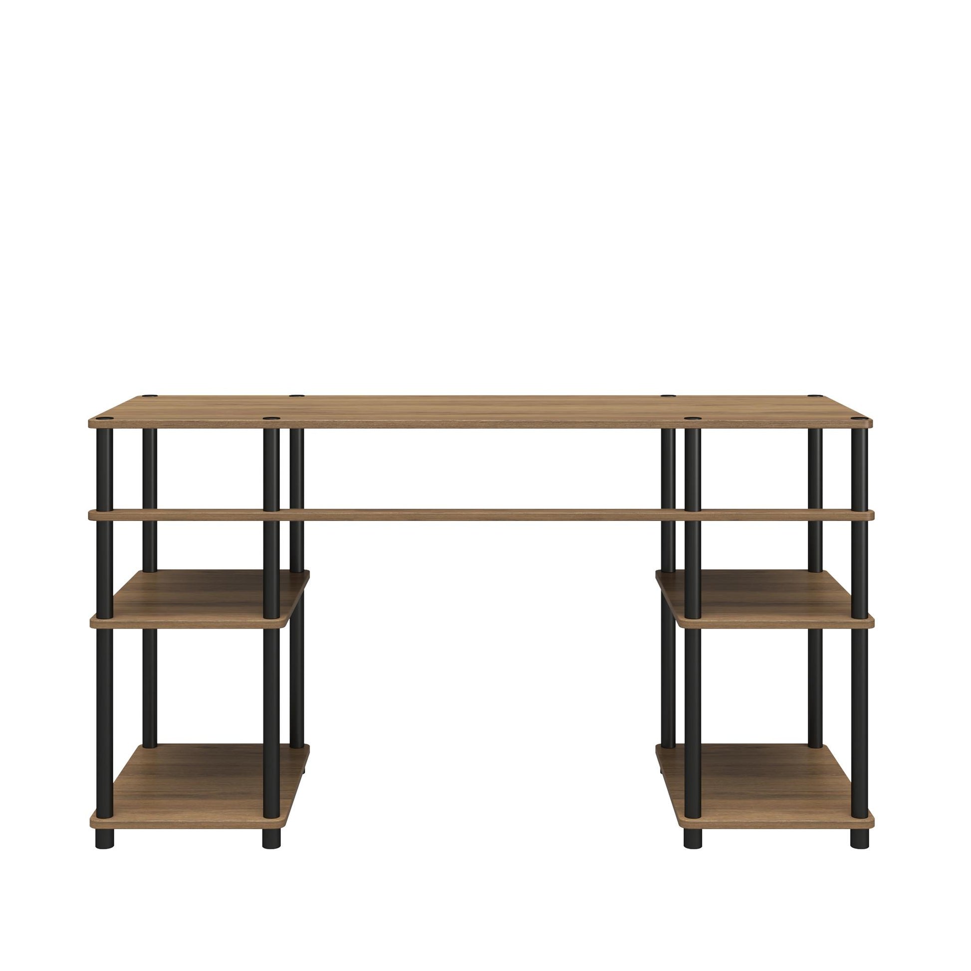 Condor Toolless Double Pedestal Computer Desk with Shelves - Rustic Oak