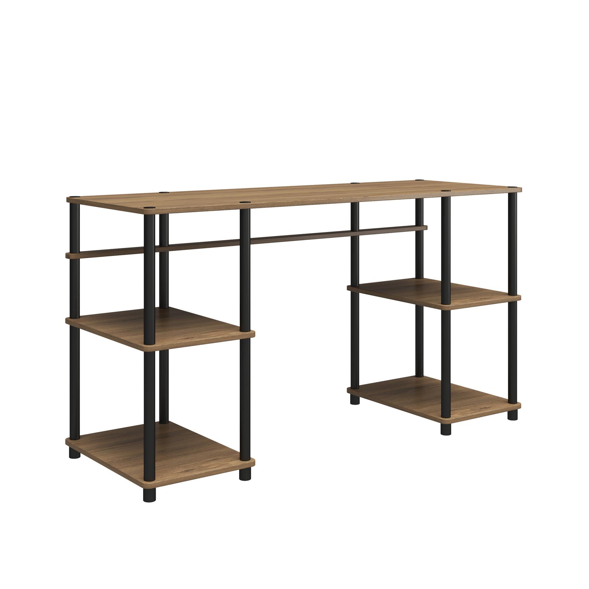 Condor Toolless Double Pedestal Computer Desk with Shelves - Rustic Oak