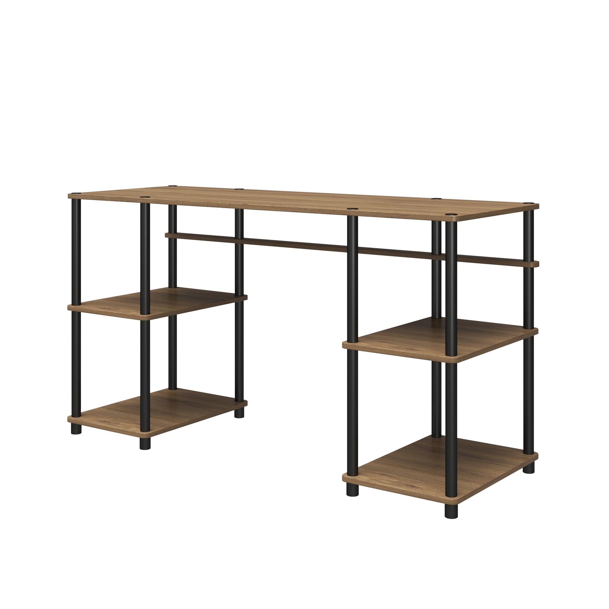 Condor Toolless Double Pedestal Computer Desk with Shelves - Rustic Oak