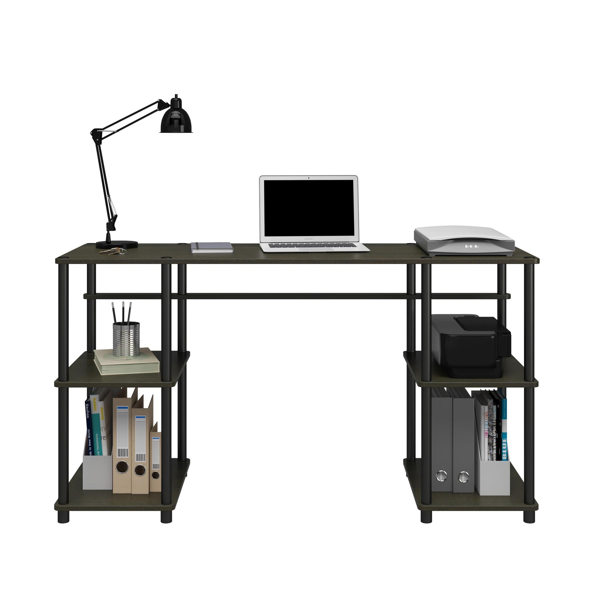 Condor Toolless Double Pedestal Computer Desk with Shelves - Espresso