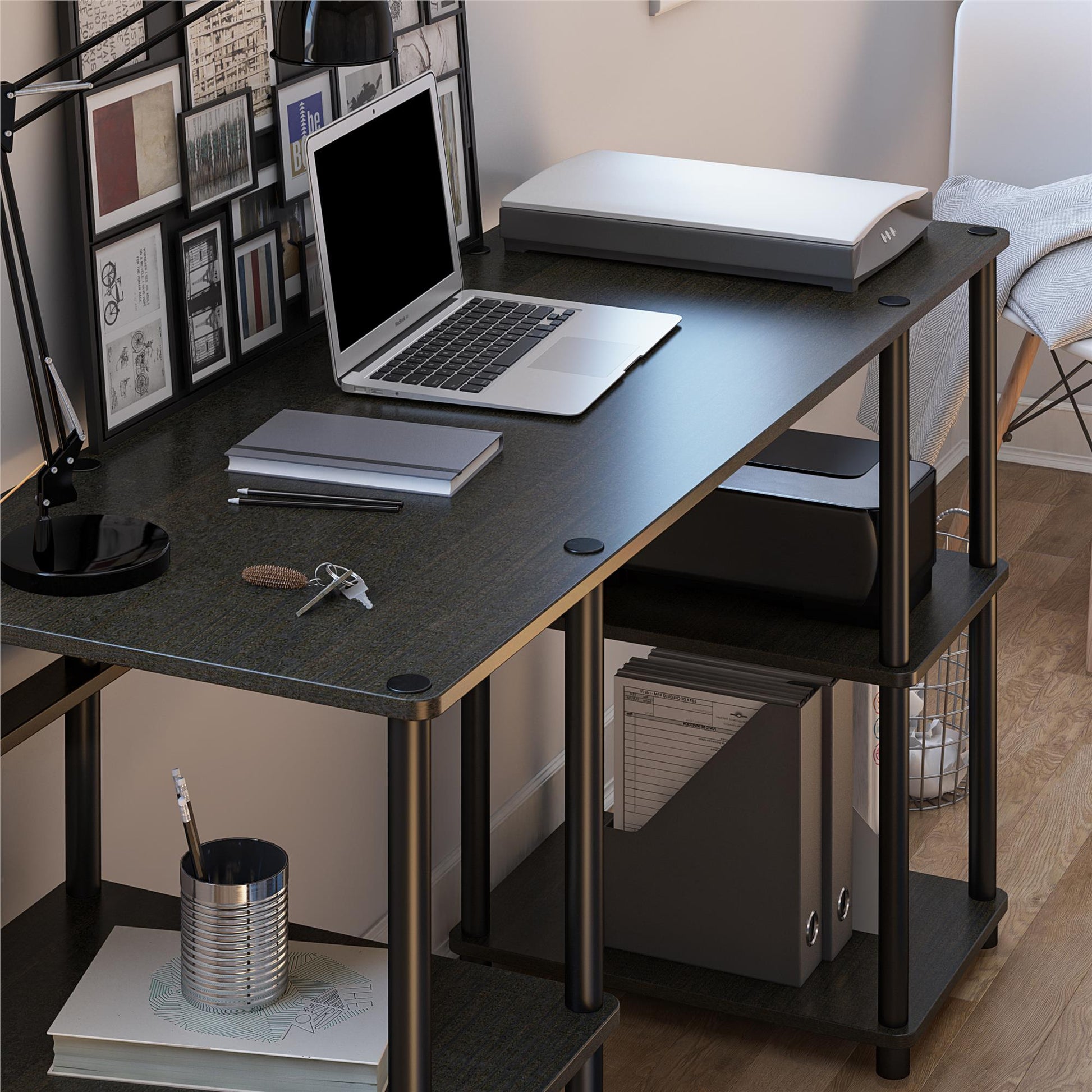 Condor Toolless Double Pedestal Computer Desk with Shelves - Espresso
