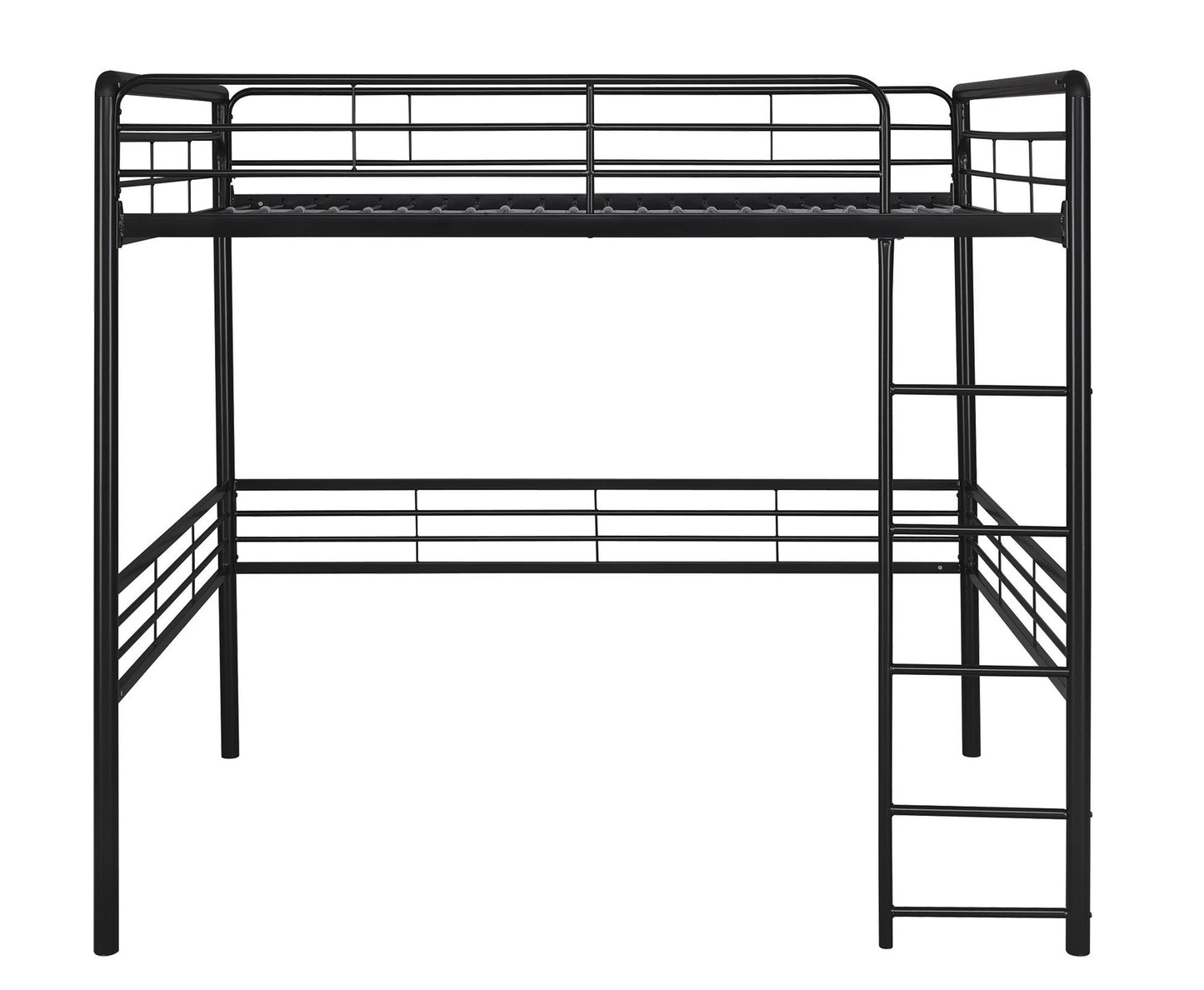 Tommy Full Metal Loft Bed with 59 Inches of Under Bed Storage - Black - Full