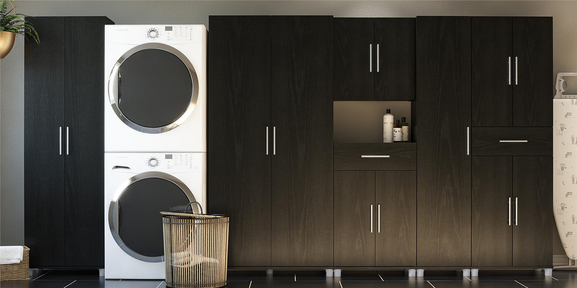 Camberly 24" Utility Storage Cabinet, Black Oak - Black Oak