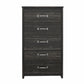 Draven Rustic Modern 5 Drawer Dresser with Pewter Handles - Black Oak