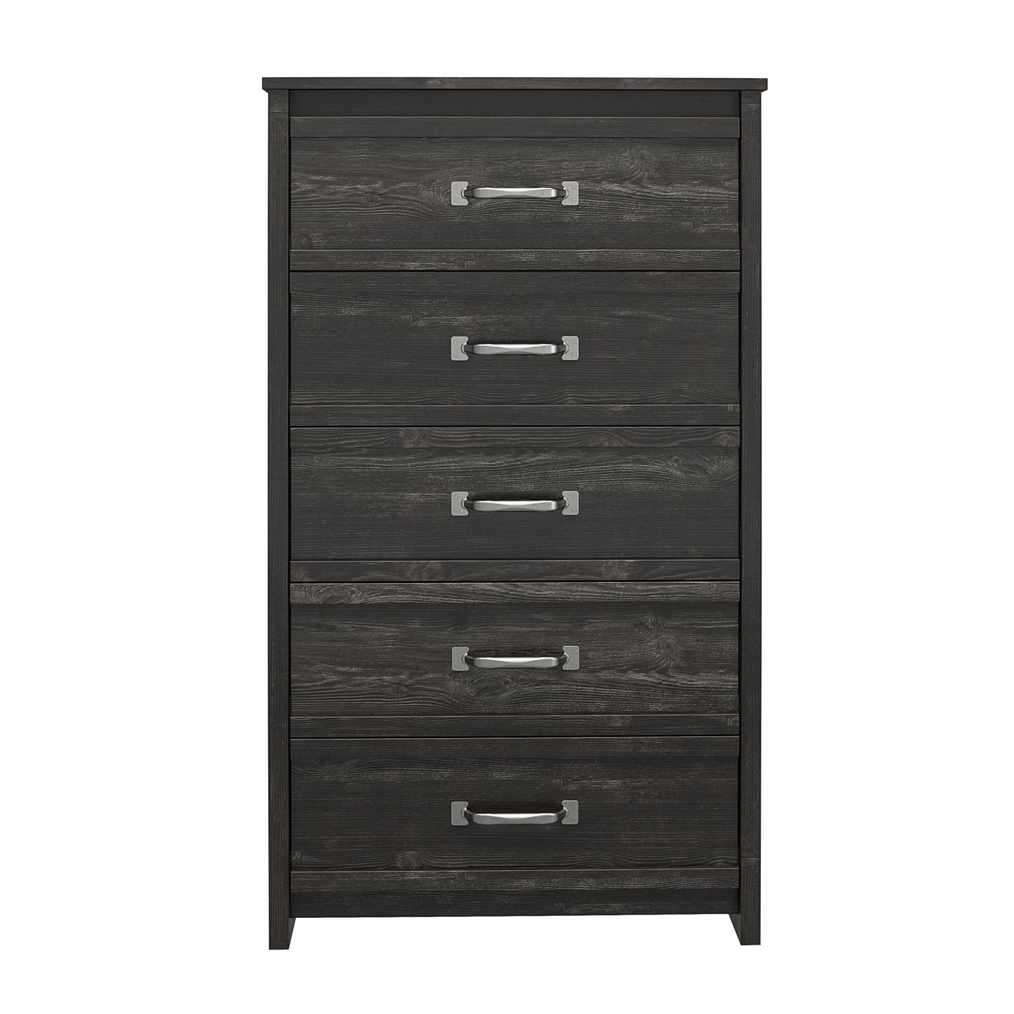 Draven Rustic Modern 5 Drawer Dresser with Pewter Handles - Black Oak