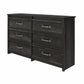 Draven Rustic Modern 6 Drawer Dresser with Pewter Handles - Black Oak
