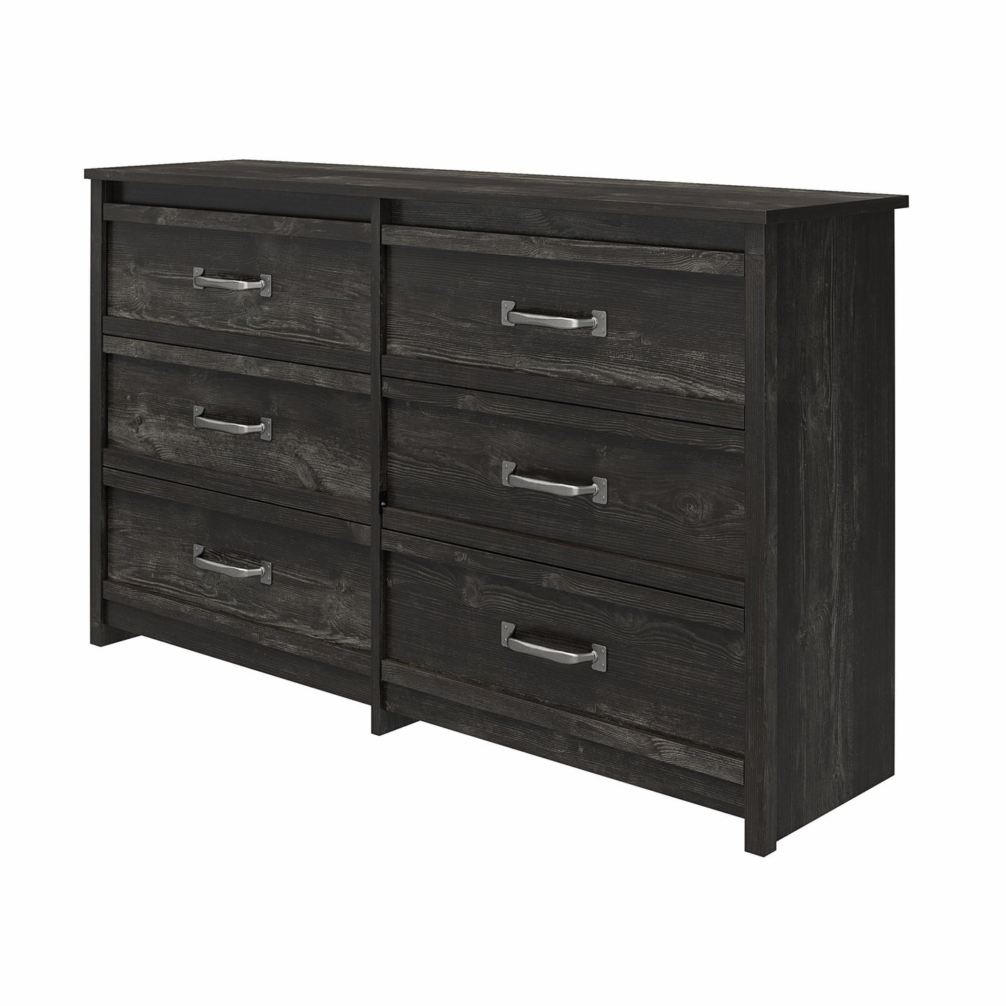 Draven Rustic Modern 6 Drawer Dresser with Pewter Handles - Black Oak
