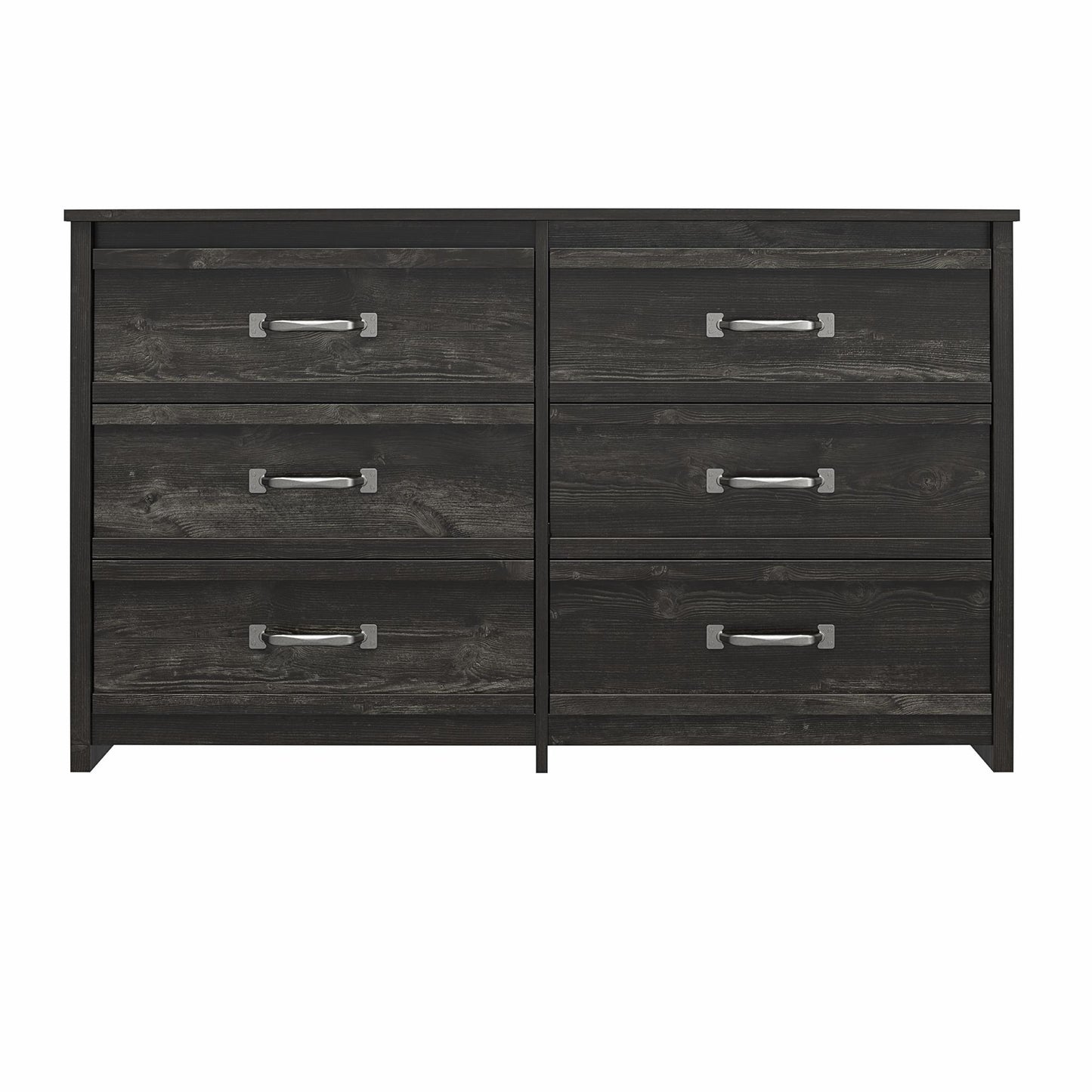 Draven Rustic Modern 6 Drawer Dresser with Pewter Handles - Black Oak