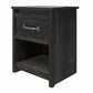 Draven Rustic Modern 1 Drawer Nightstand with Pewter Handles - Black Oak