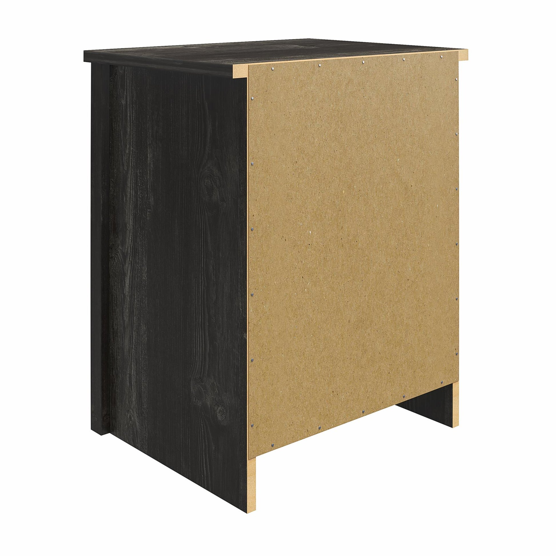 Draven Rustic Modern 1 Drawer Nightstand with Pewter Handles - Black Oak