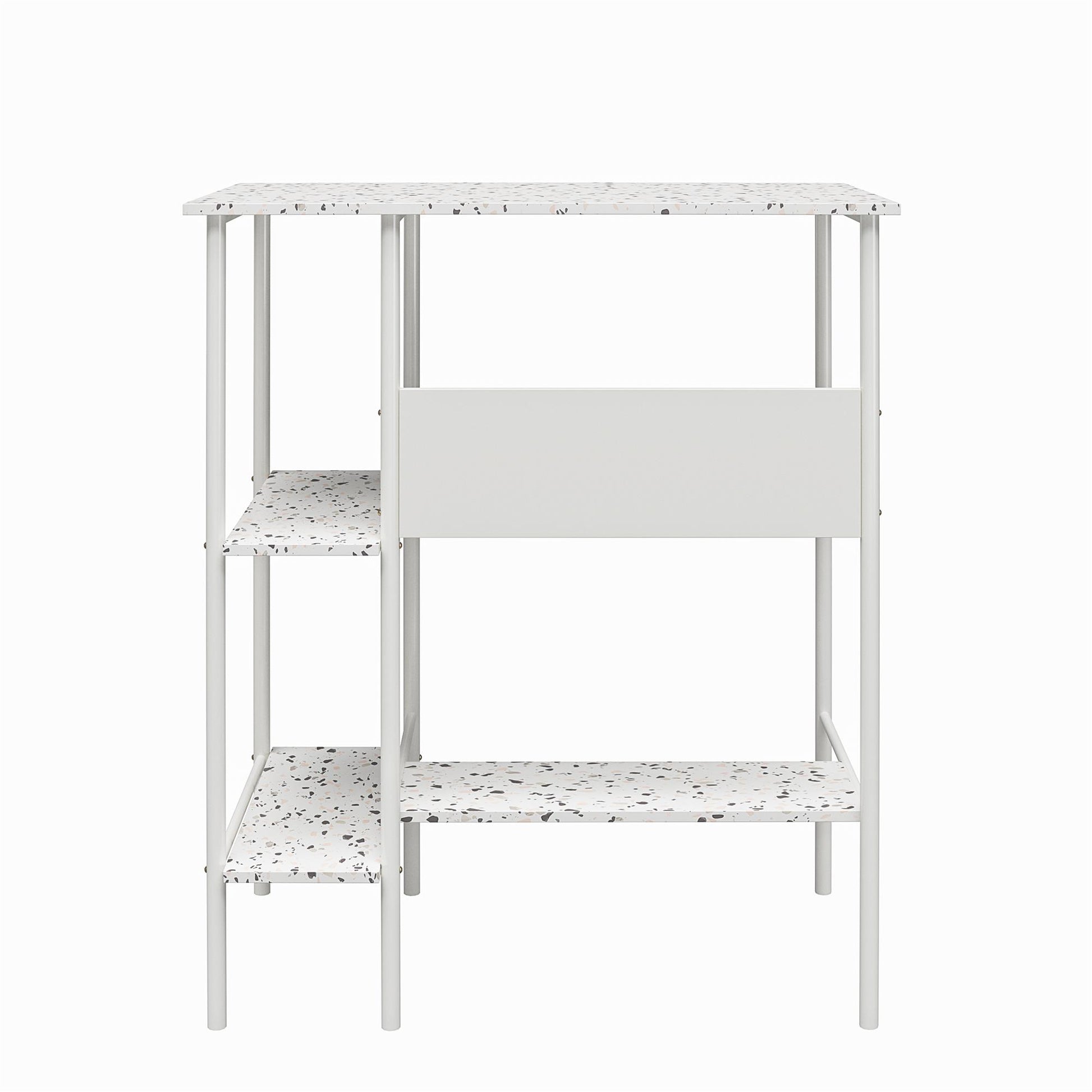 Berkeley Standing Desk with Open Shelves and Large Work Surface - Terrazzo