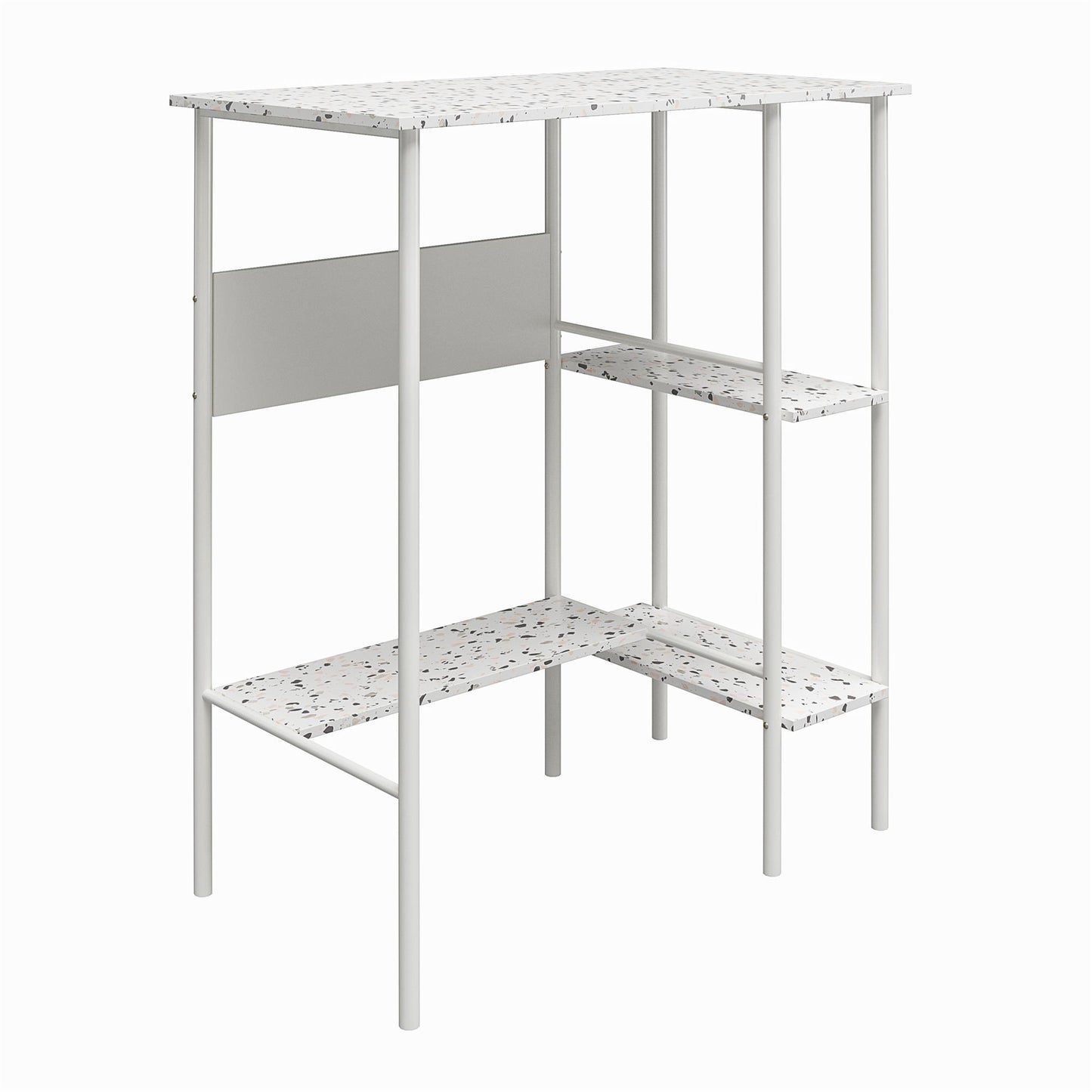 Berkeley Standing Desk with Open Shelves and Large Work Surface - Terrazzo
