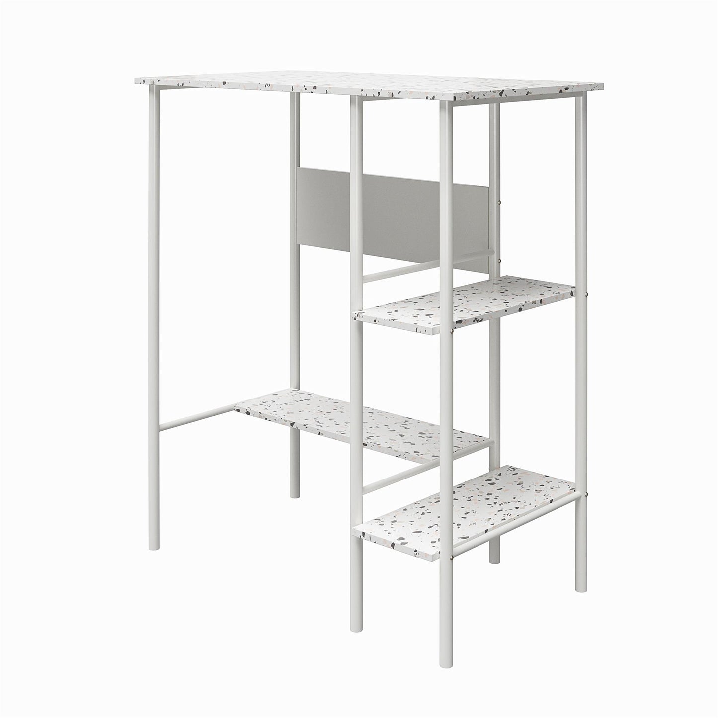 Berkeley Standing Desk with Open Shelves and Large Work Surface - Terrazzo