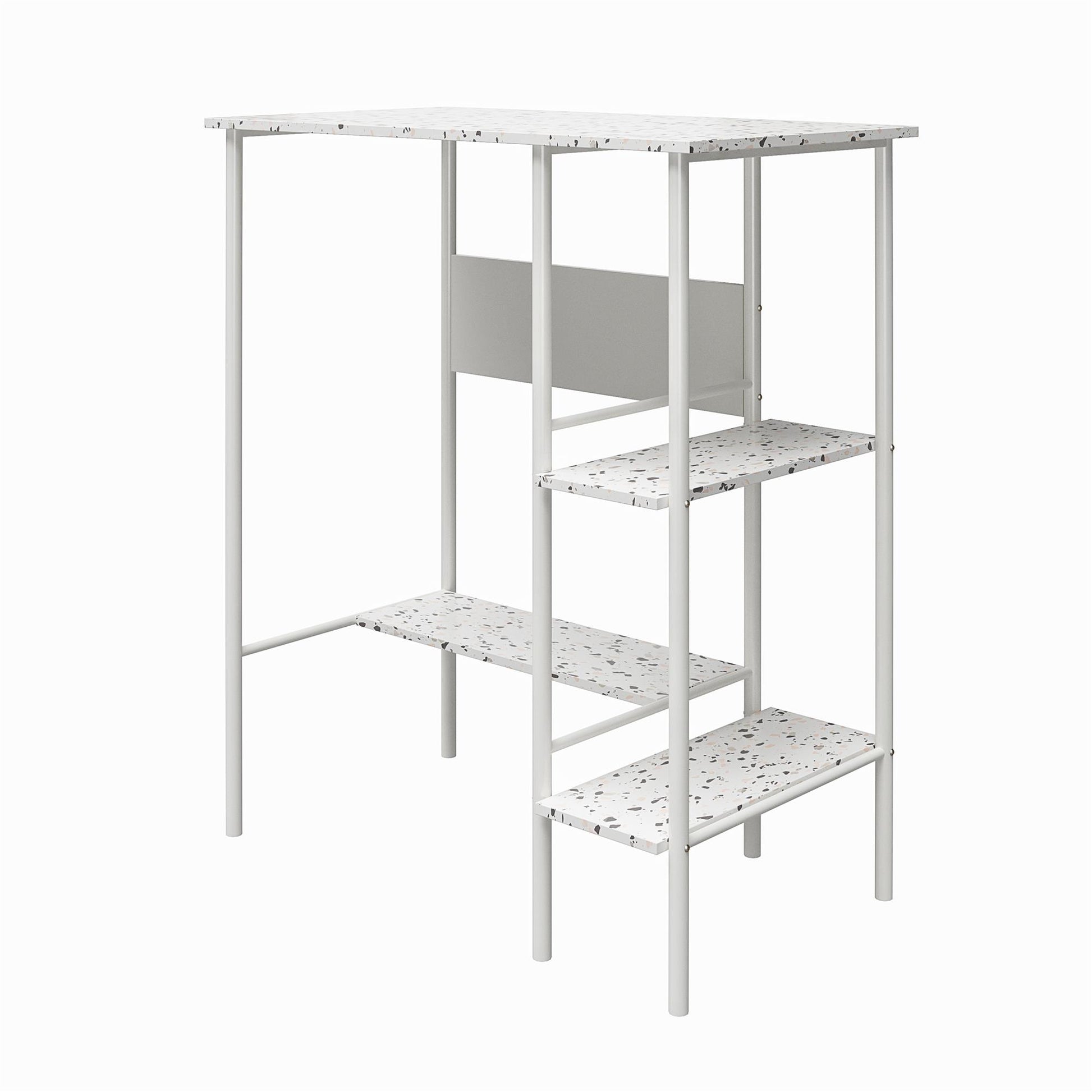 Berkeley Standing Desk with Open Shelves and Large Work Surface - Terrazzo