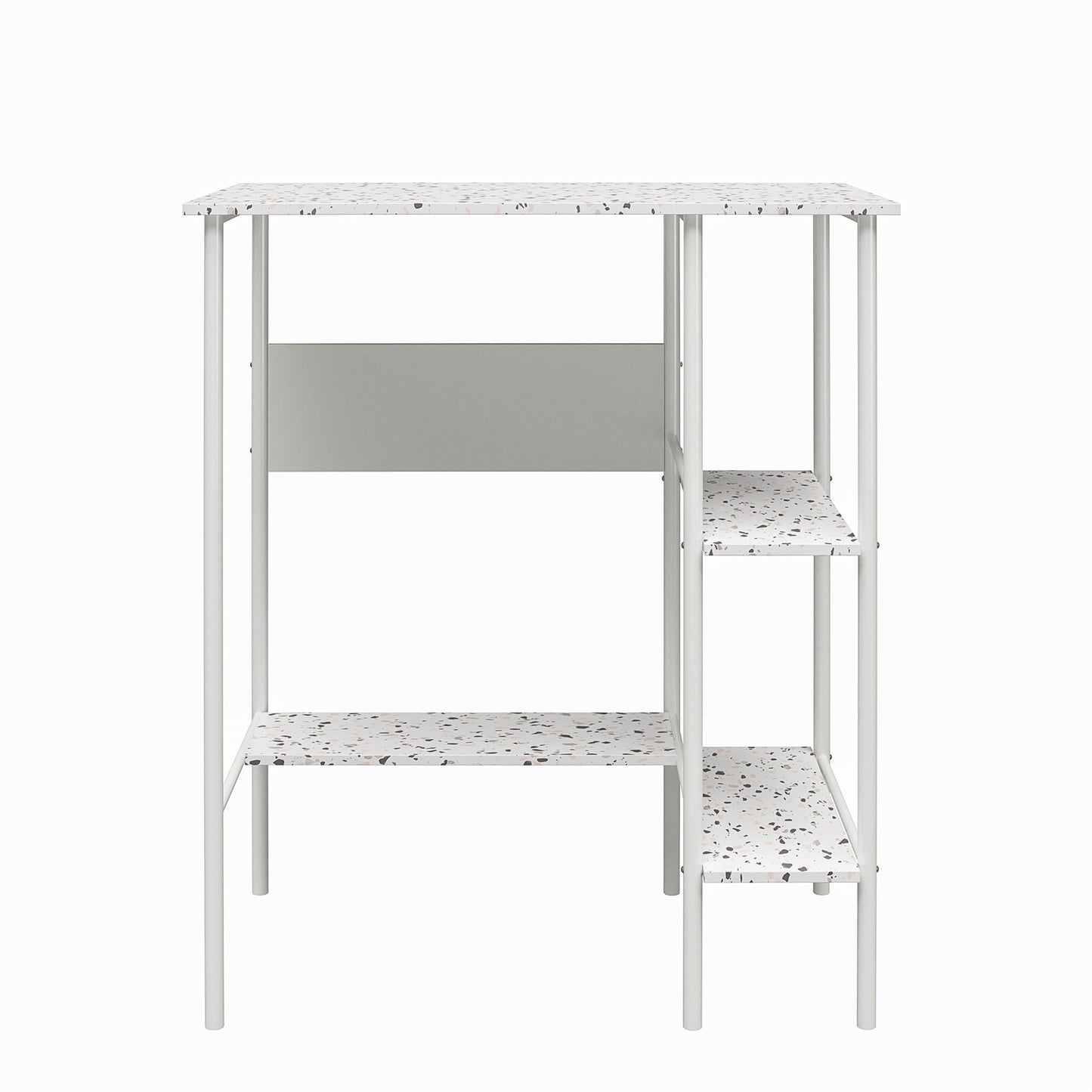 Berkeley Standing Desk with Open Shelves and Large Work Surface - Terrazzo
