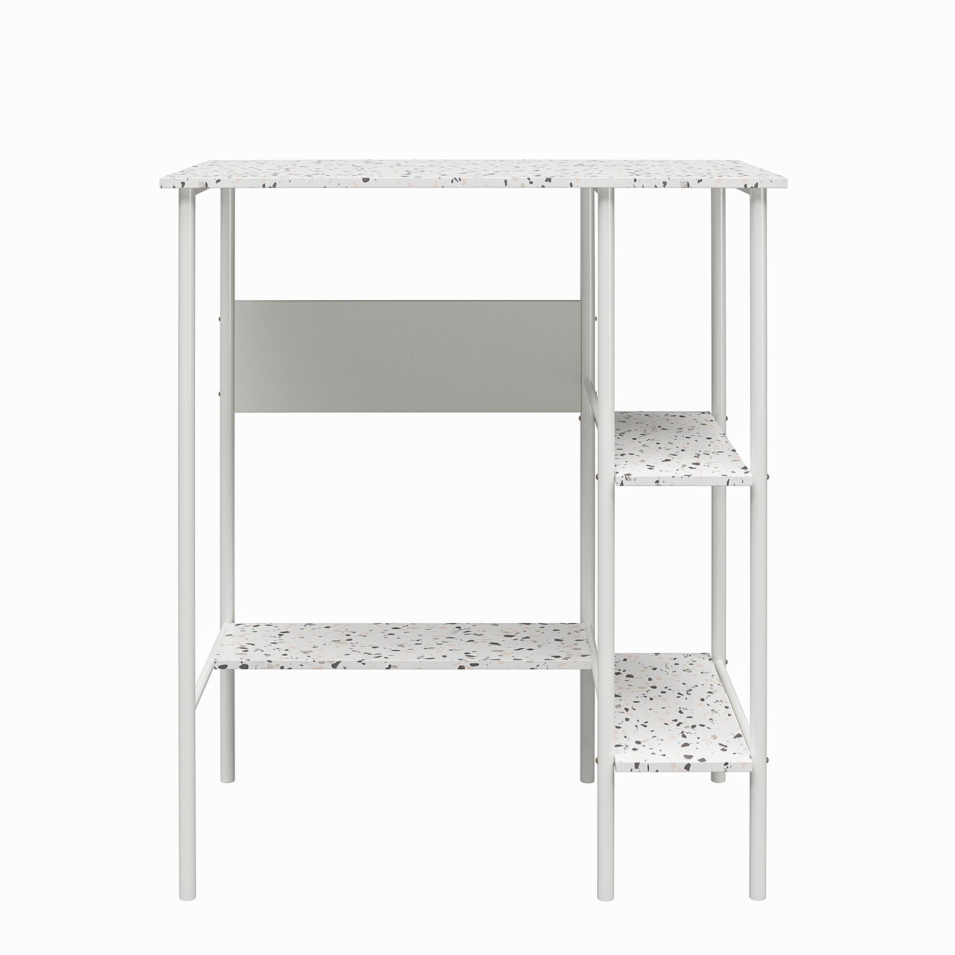Berkeley Standing Desk with Open Shelves and Large Work Surface - Terrazzo
