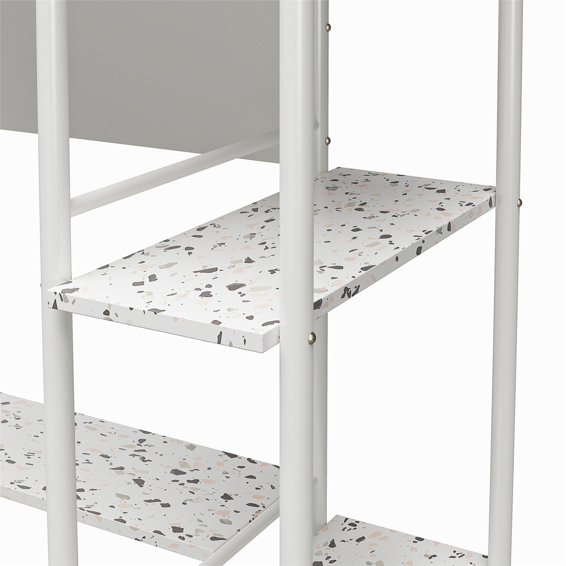 Berkeley Standing Desk with Open Shelves and Large Work Surface - Terrazzo
