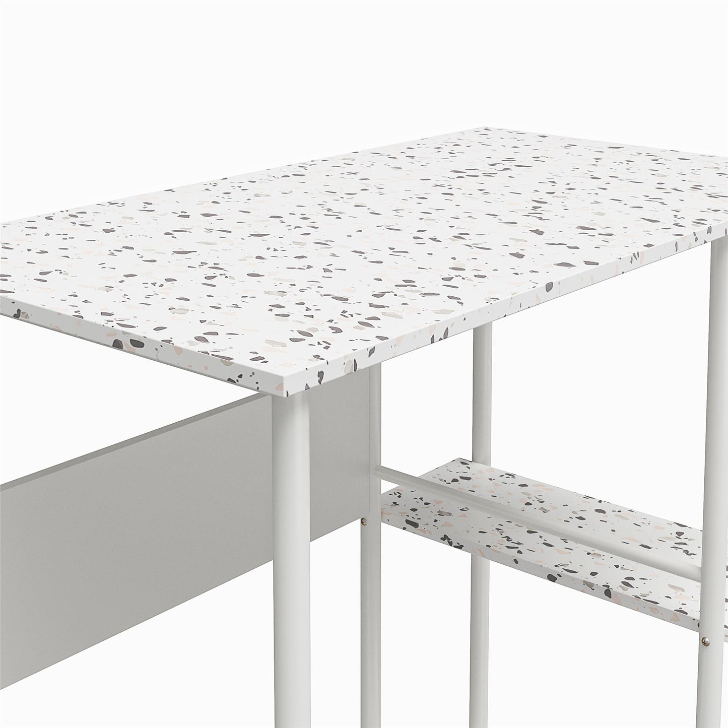 Berkeley Standing Desk with Open Shelves and Large Work Surface - Terrazzo