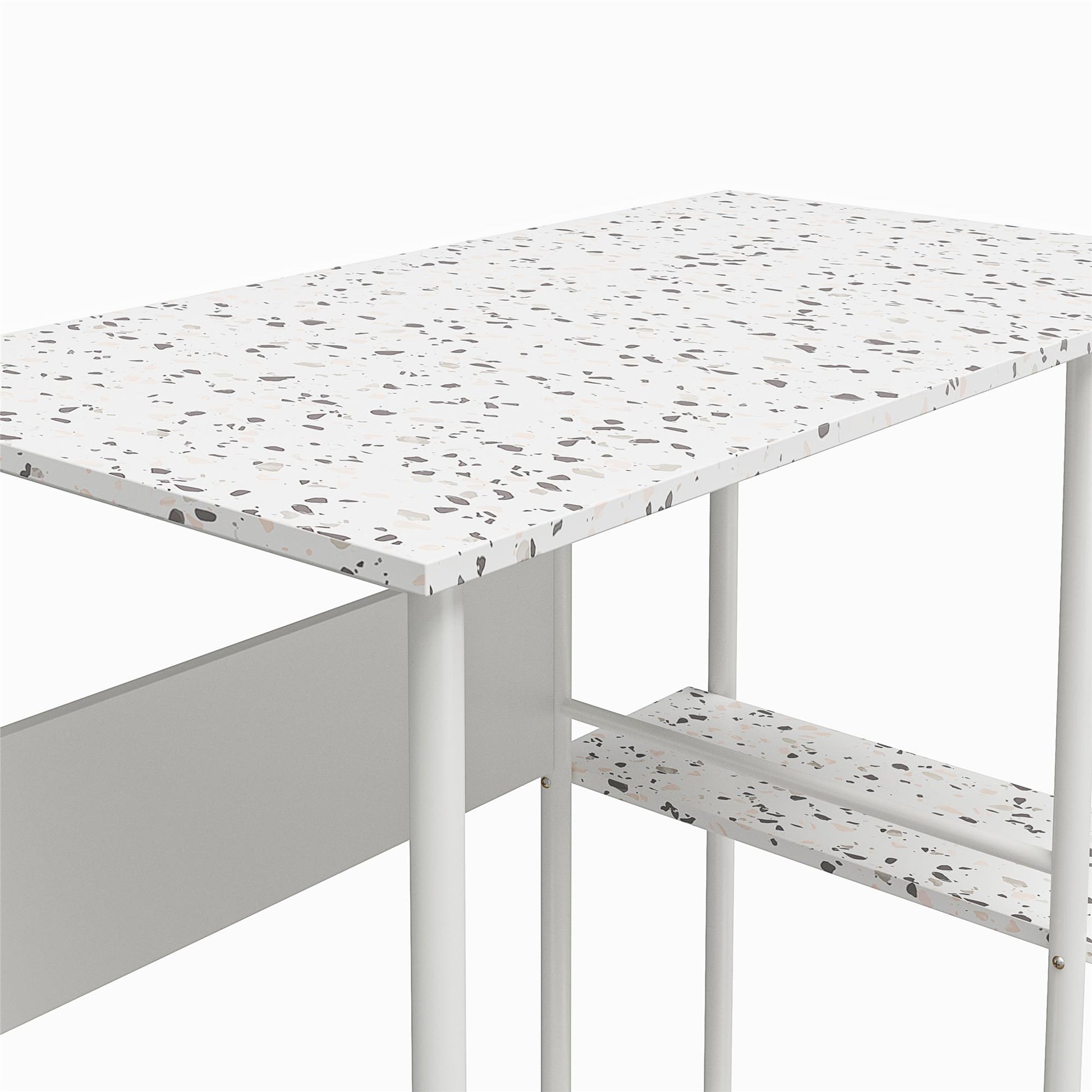 Berkeley Standing Desk with Open Shelves and Large Work Surface - Terrazzo