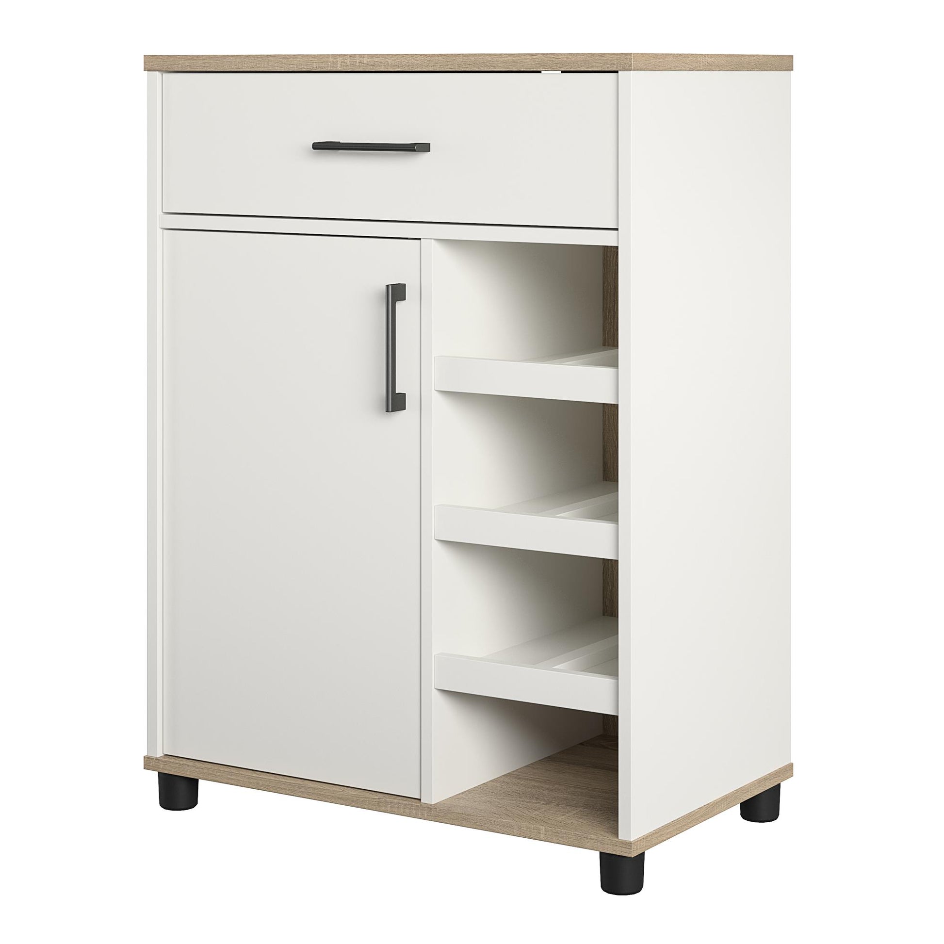 Whitmore Multifunctional Bar Cabinet with Reversible Shelves - White