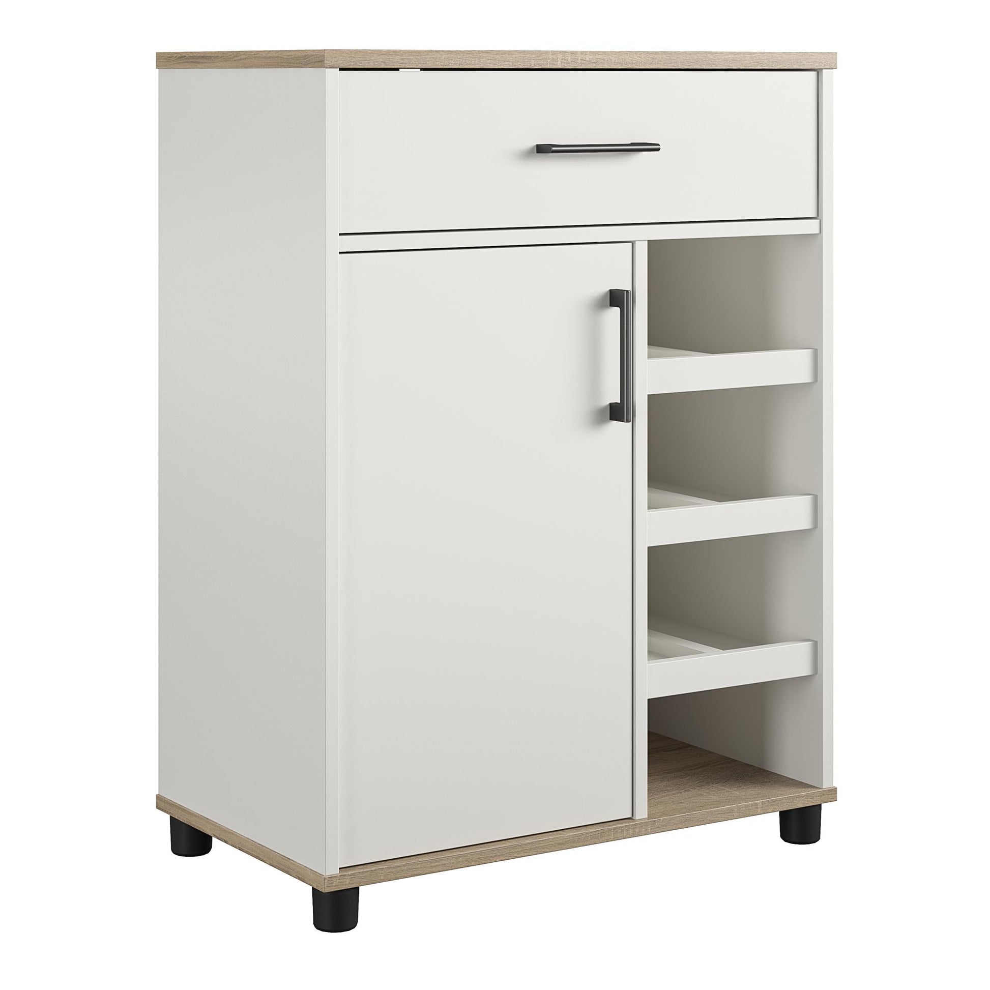 Whitmore Multifunctional Bar Cabinet with Reversible Shelves - White