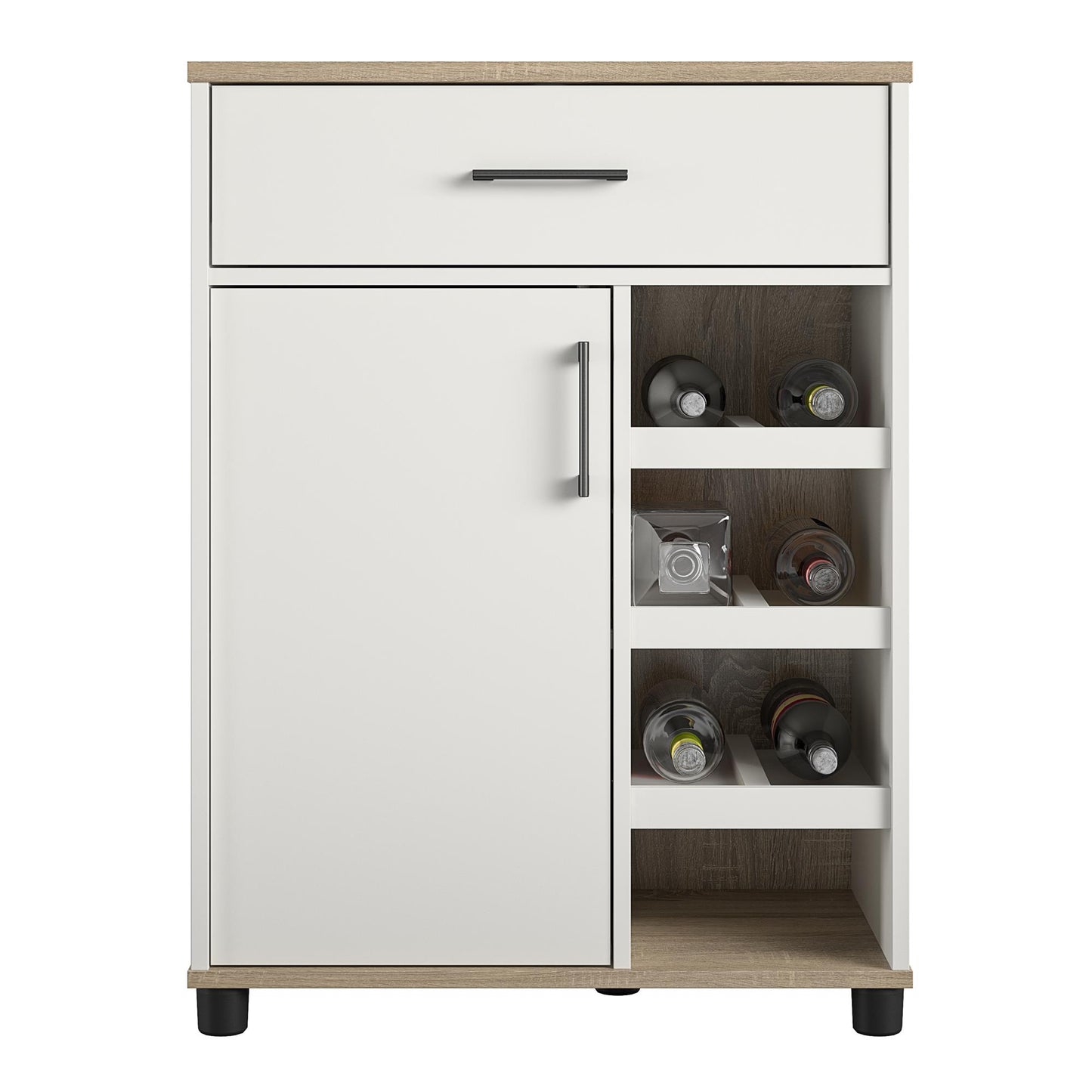 Whitmore Multifunctional Bar Cabinet with Reversible Shelves - White