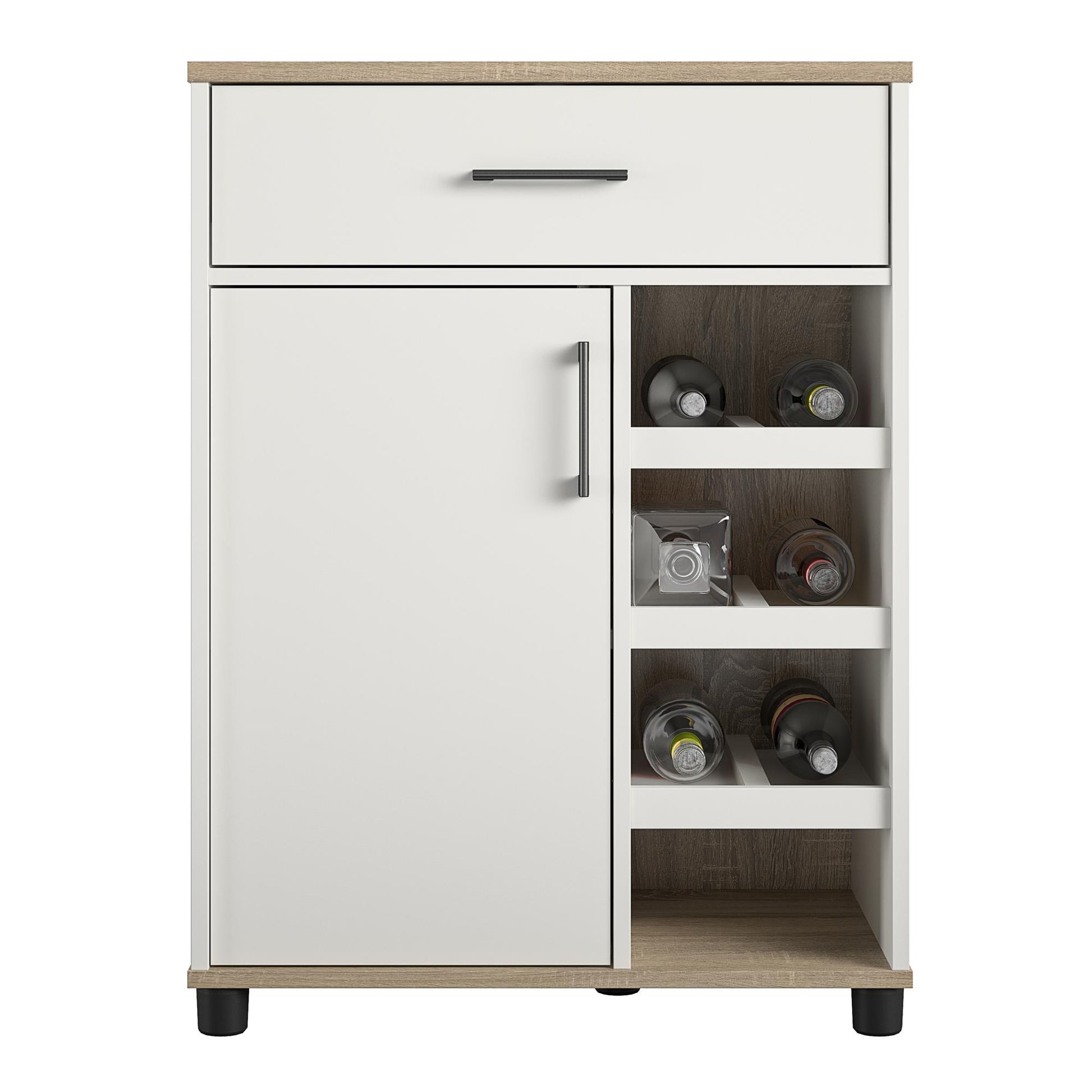 Whitmore Multifunctional Bar Cabinet with Reversible Shelves - White