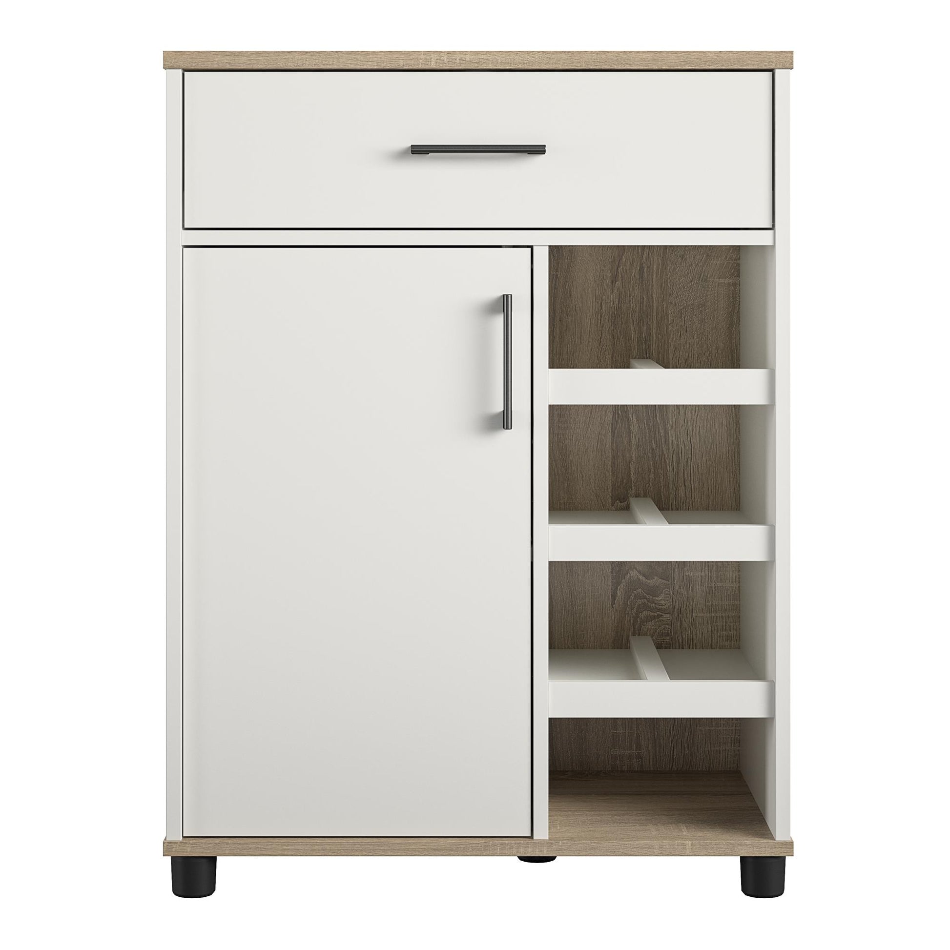 Whitmore Multifunctional Bar Cabinet with Reversible Shelves - White
