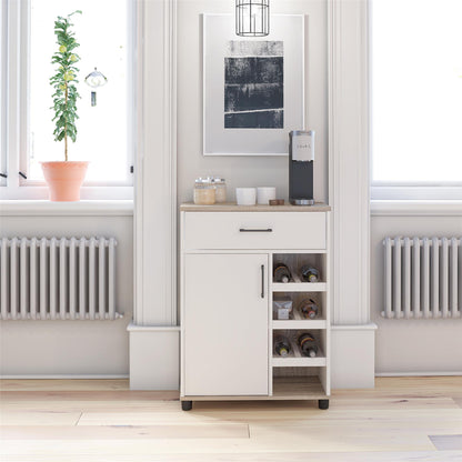 Whitmore Multifunctional Bar Cabinet with Reversible Shelves - White