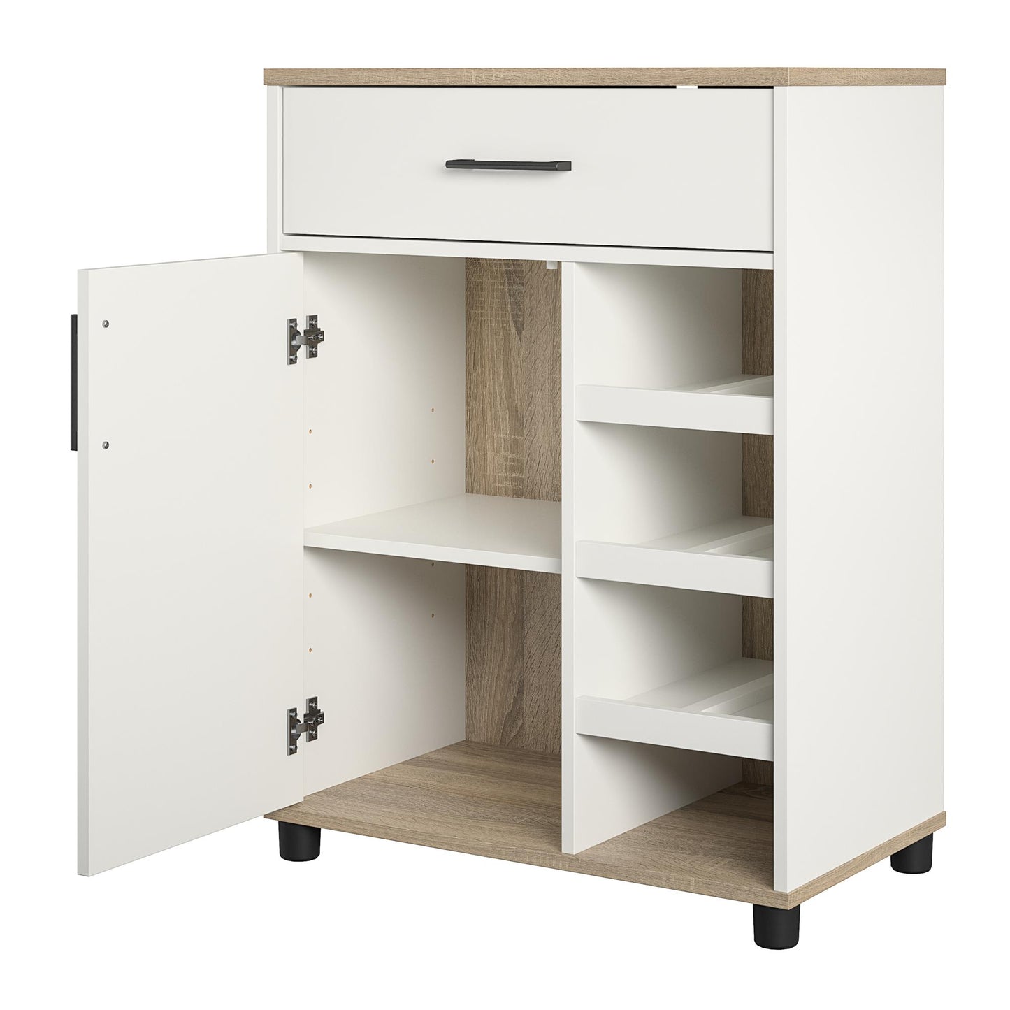 Whitmore Multifunctional Bar Cabinet with Reversible Shelves - White