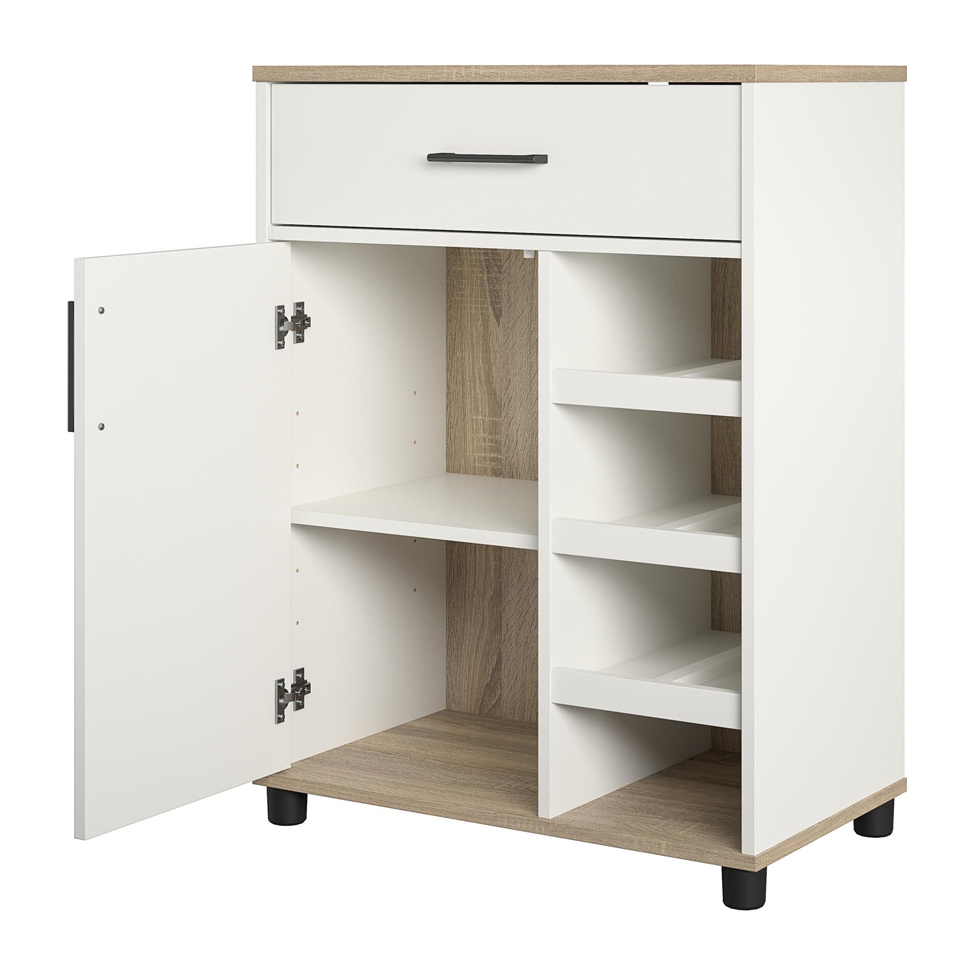 Whitmore Multifunctional Bar Cabinet with Reversible Shelves - White