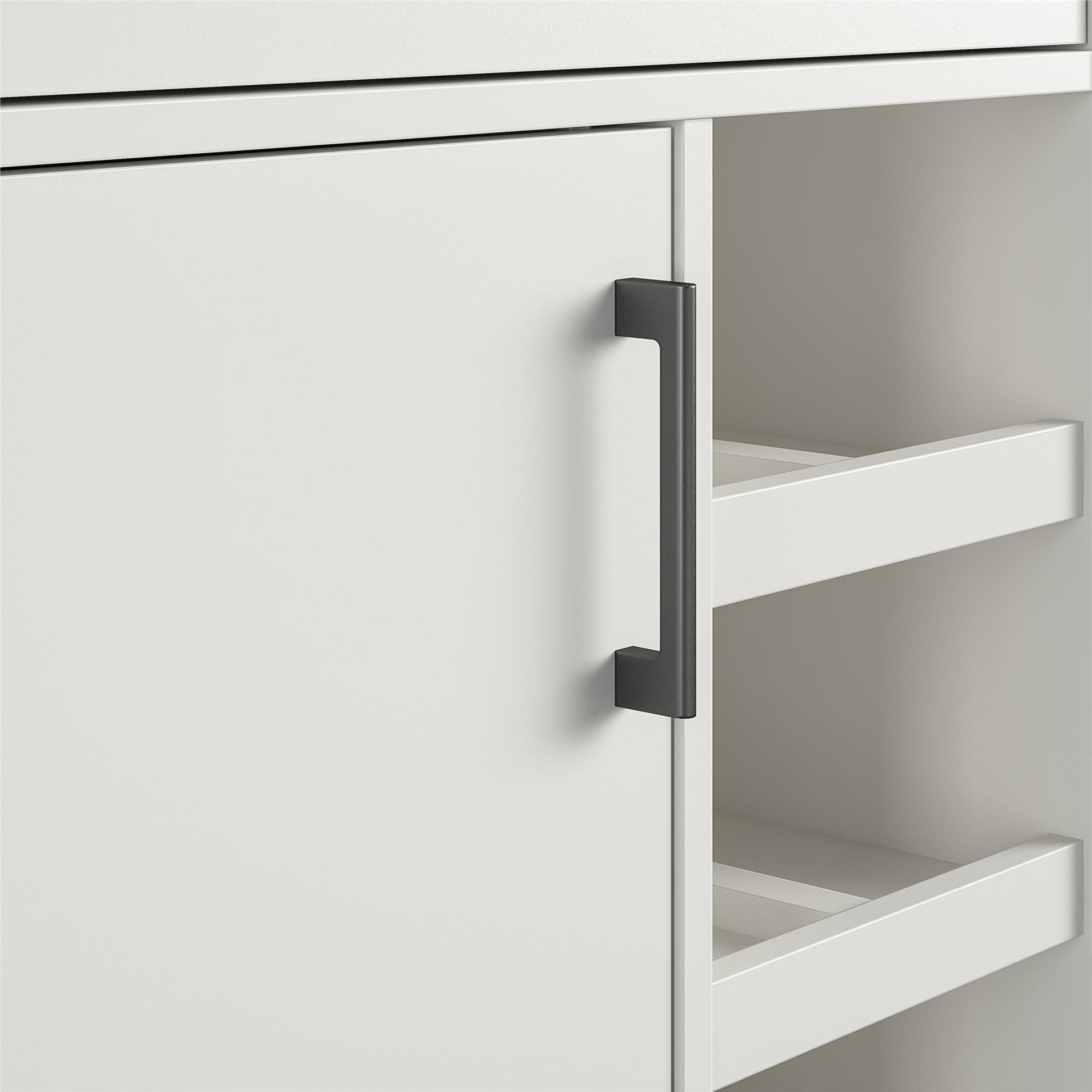 Whitmore Multifunctional Bar Cabinet with Reversible Shelves - White