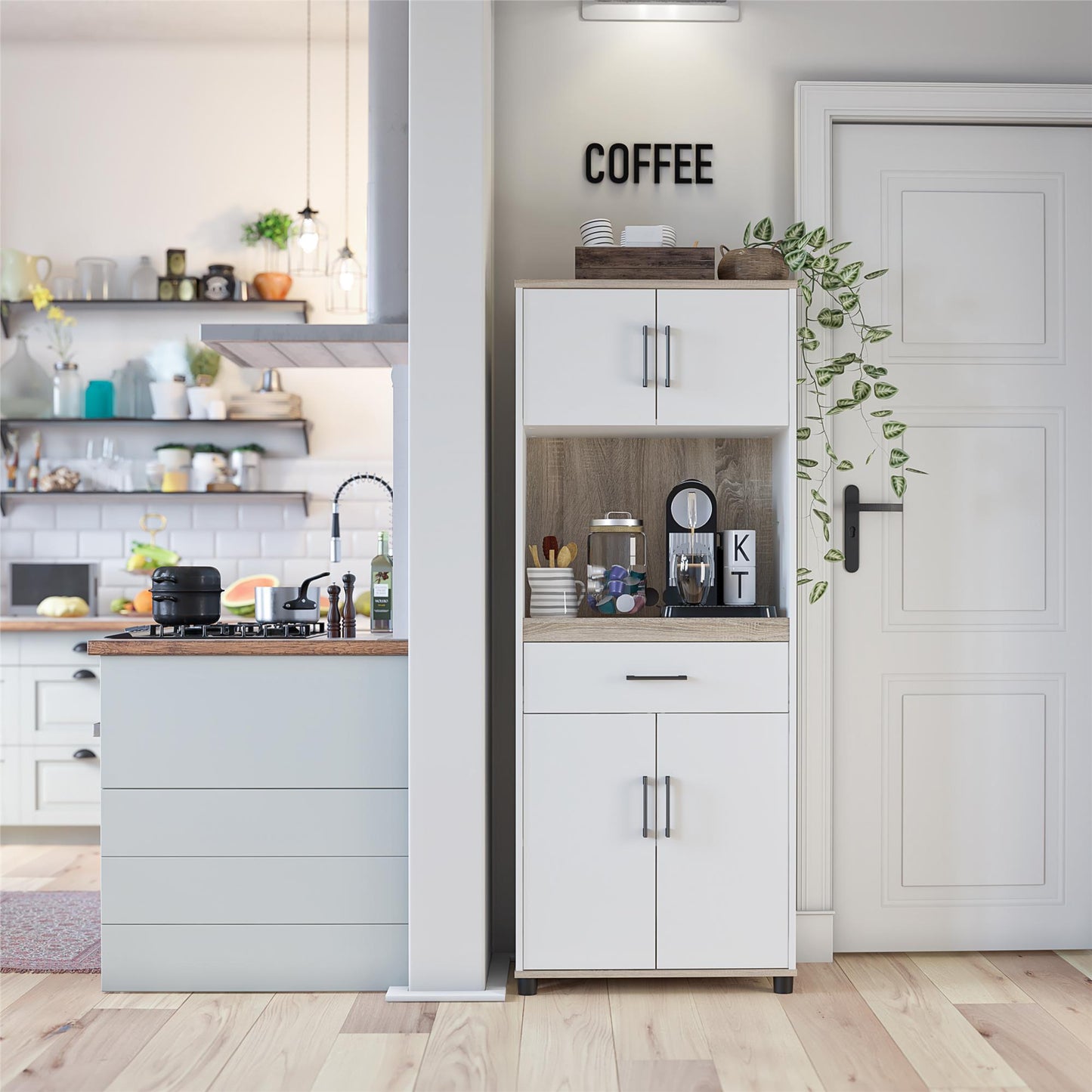 Whitmore Coffee Bar Tall Storage Cabinet - White