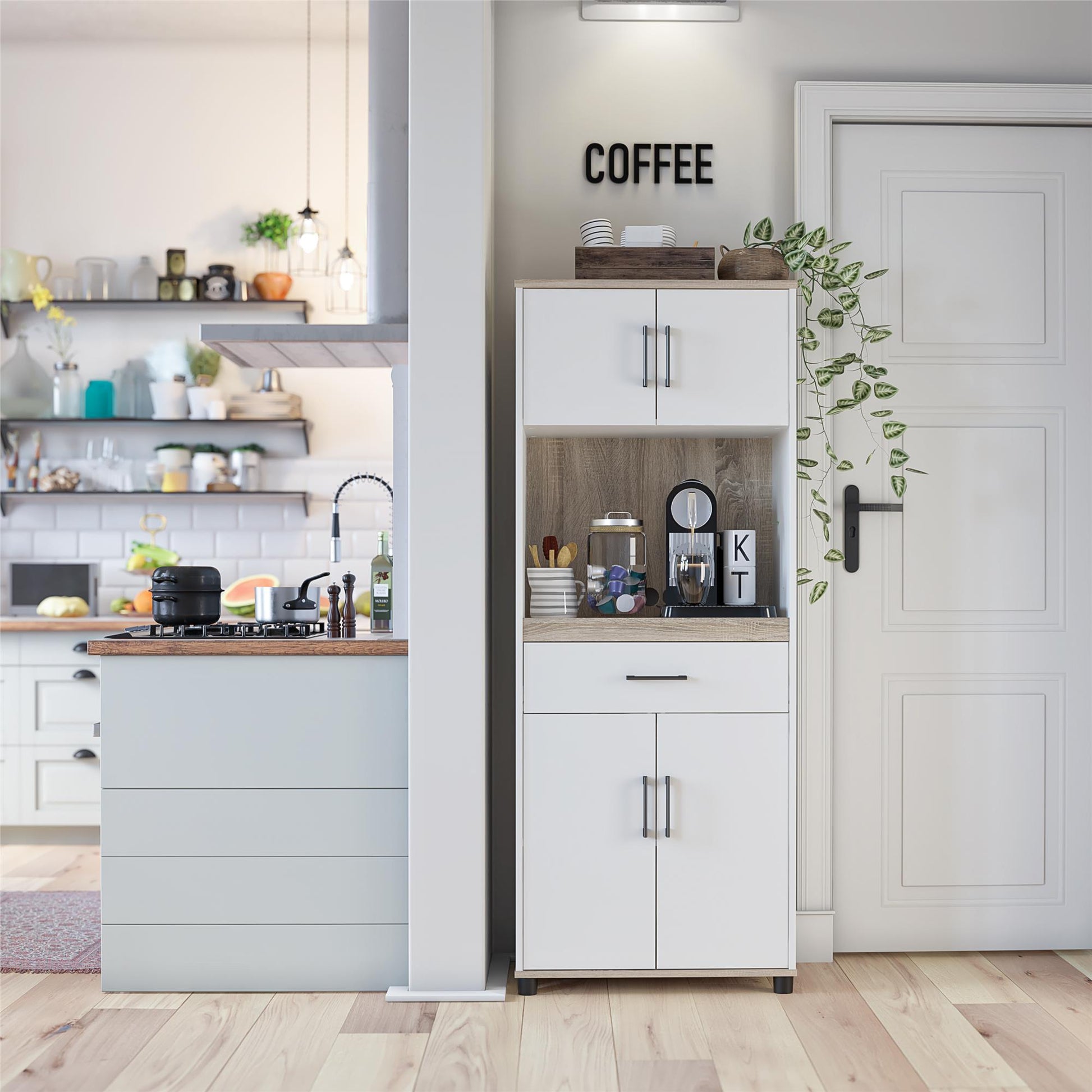 Whitmore Coffee Bar Tall Storage Cabinet - White