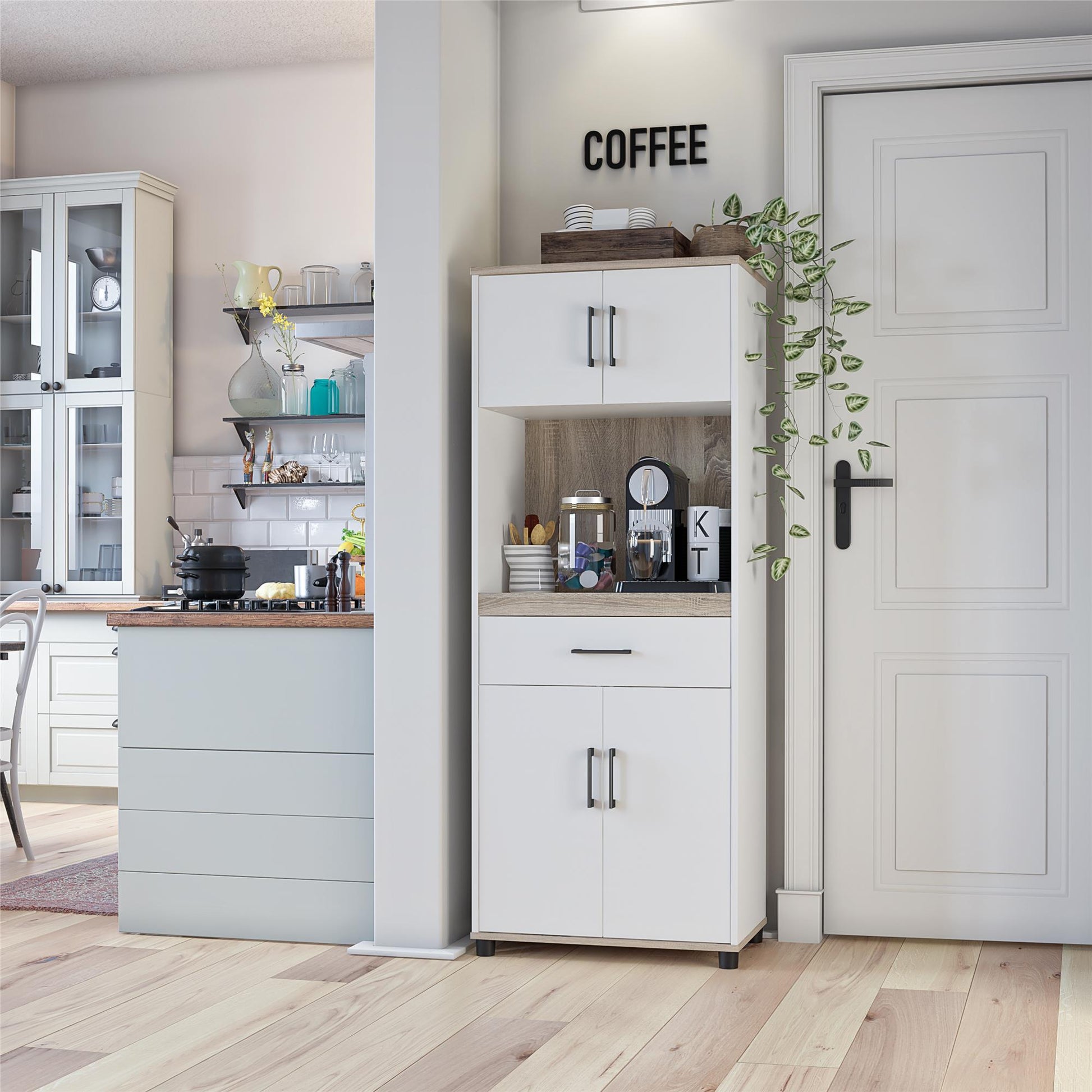 Whitmore Coffee Bar Tall Storage Cabinet - White