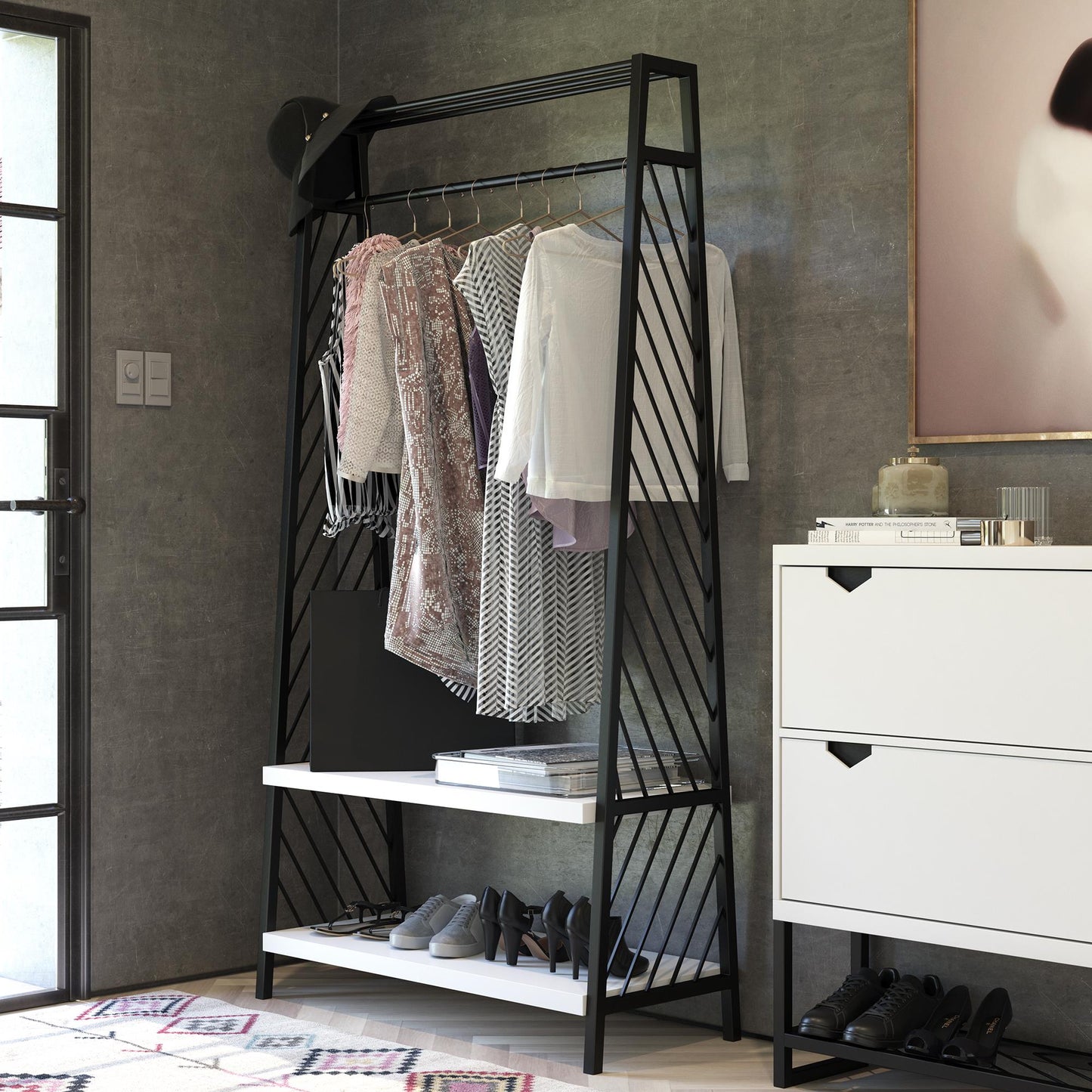 CosmoLiving by Cosmopolitan Brielle Entryway Shoe Storage, White - White