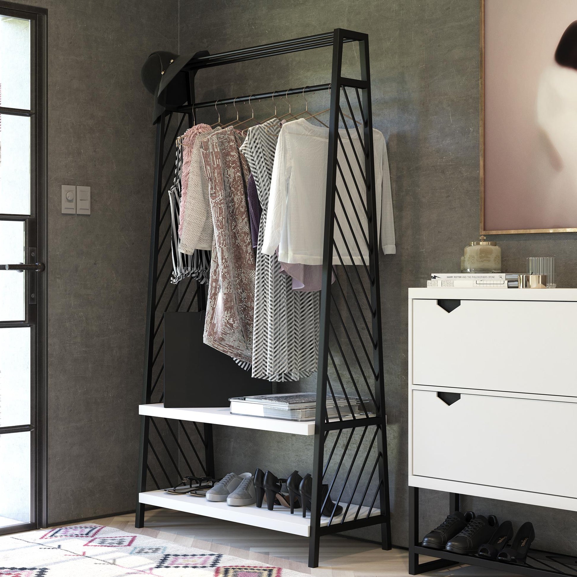 CosmoLiving by Cosmopolitan Brielle Entryway Shoe Storage, White - White